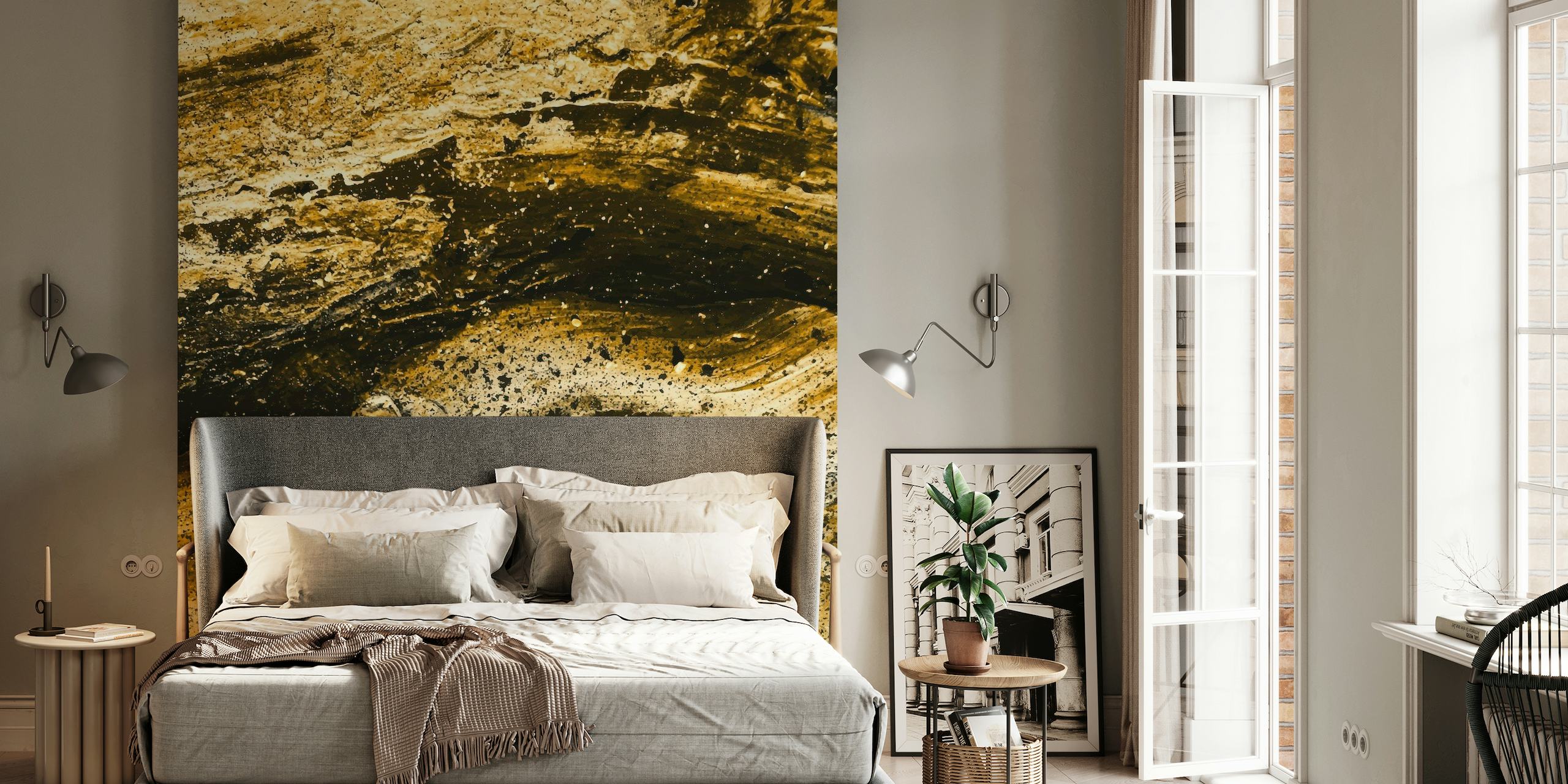 Gold abstract stunning behang