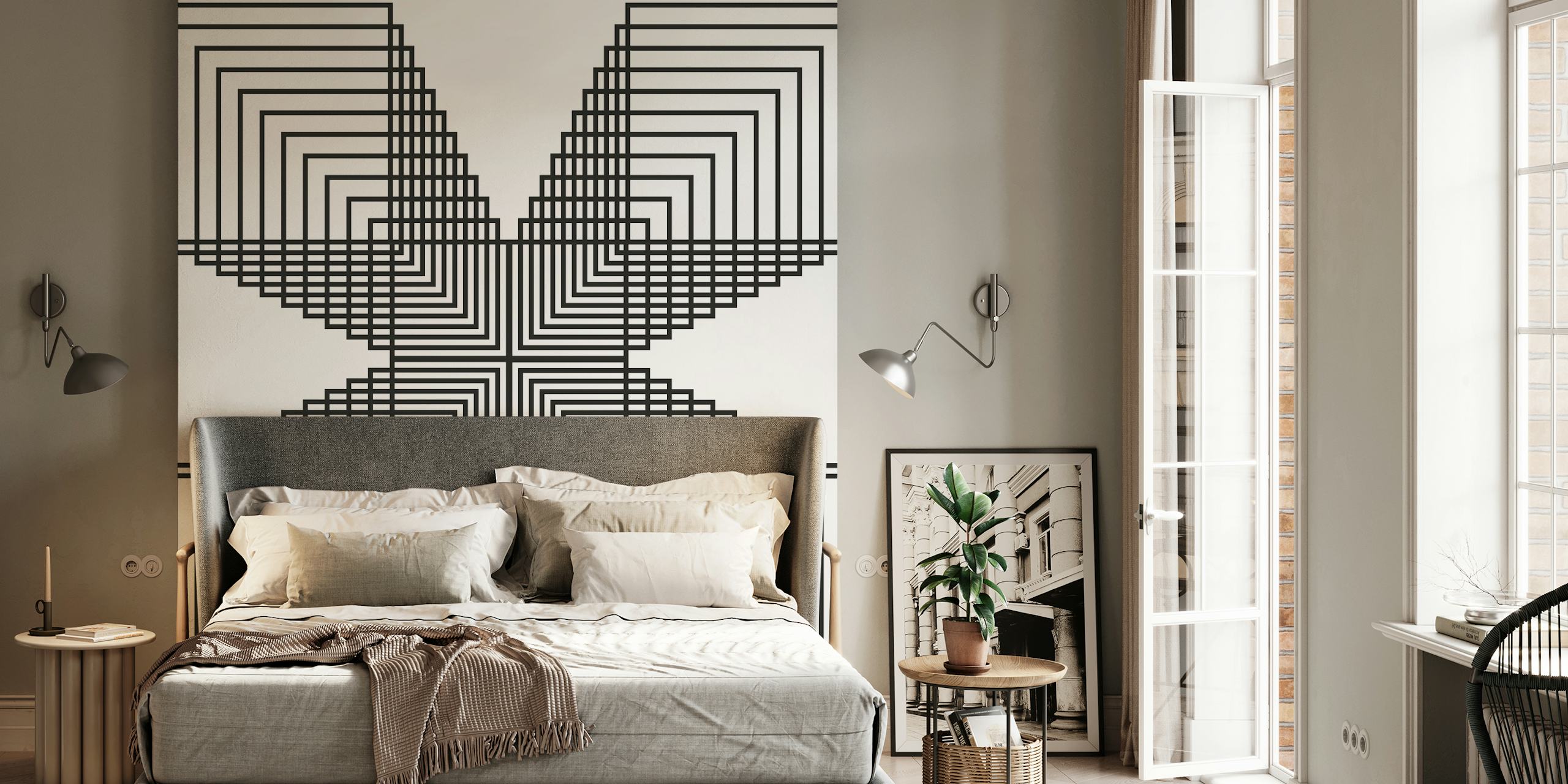 Geometry artwork lineart Tapete in einem Zimmer