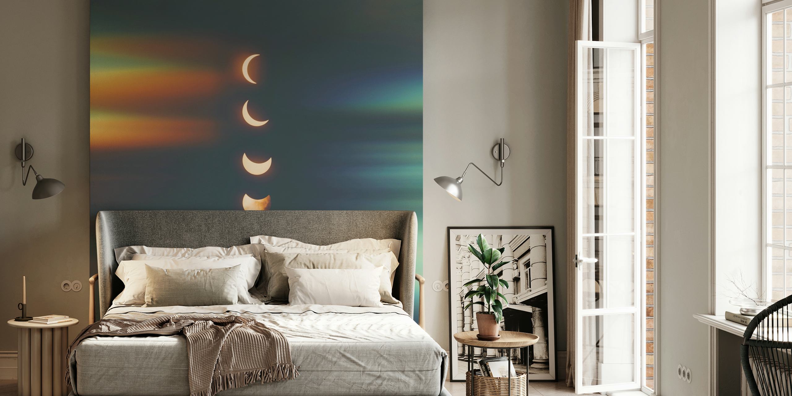 Papel pintado Shining Moon Phases en una habitación