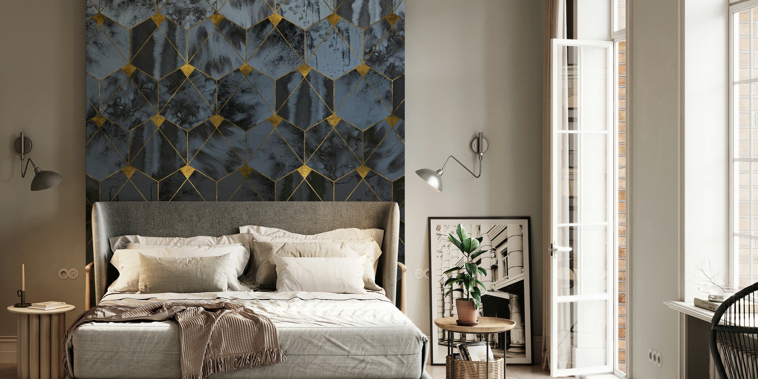 Dark Ice and Luxury Hexagons papel de parede