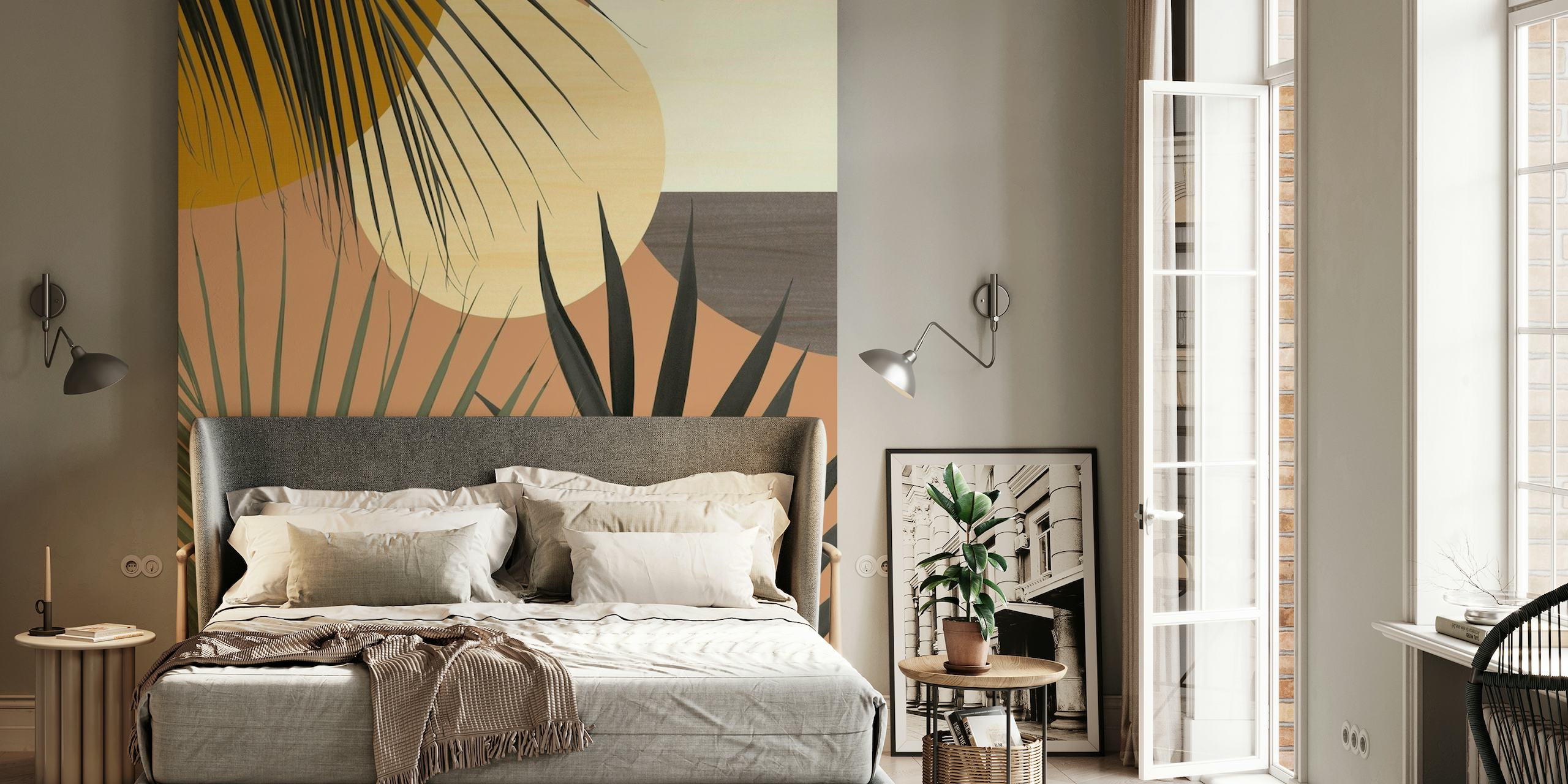 Tropical Abstract Palm Oasis 1 papel pintado