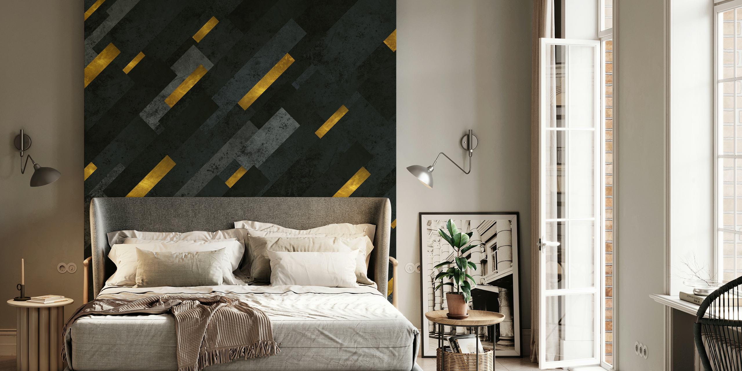 Abstract shooting stars on a dark backdrop wall mural