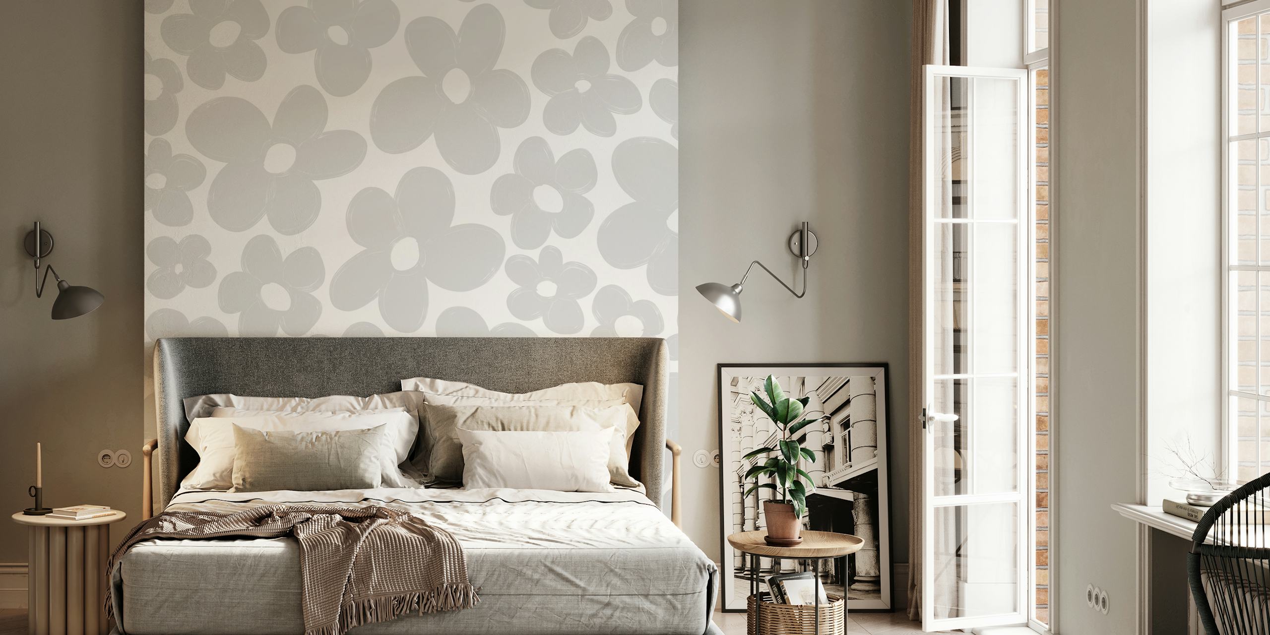 Retro Flowers 3 wallpaper in a room