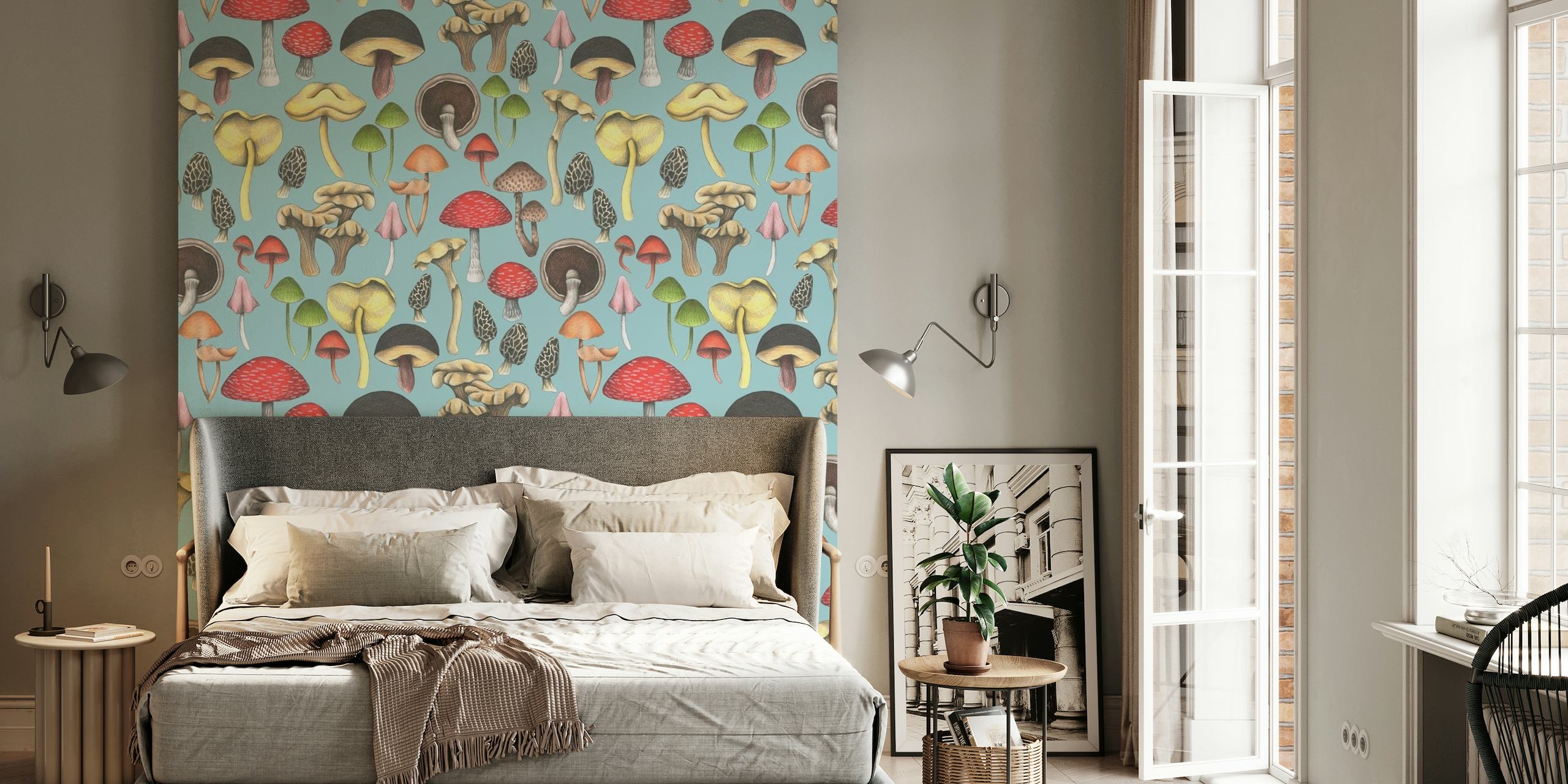 Wild Mushrooms Fantasy Blue wallpaper