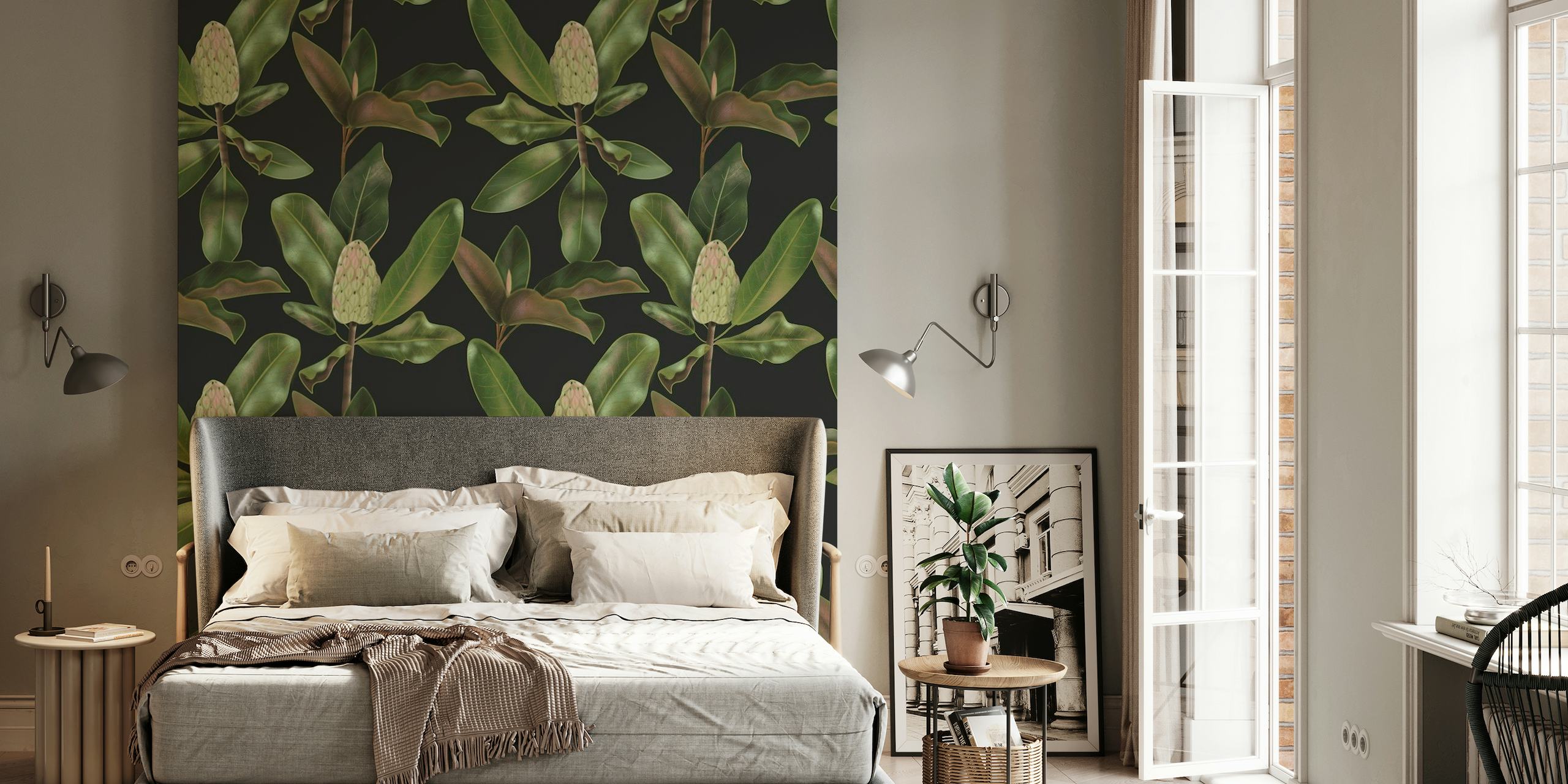 Seamless Magnolias leaves wallpaper
