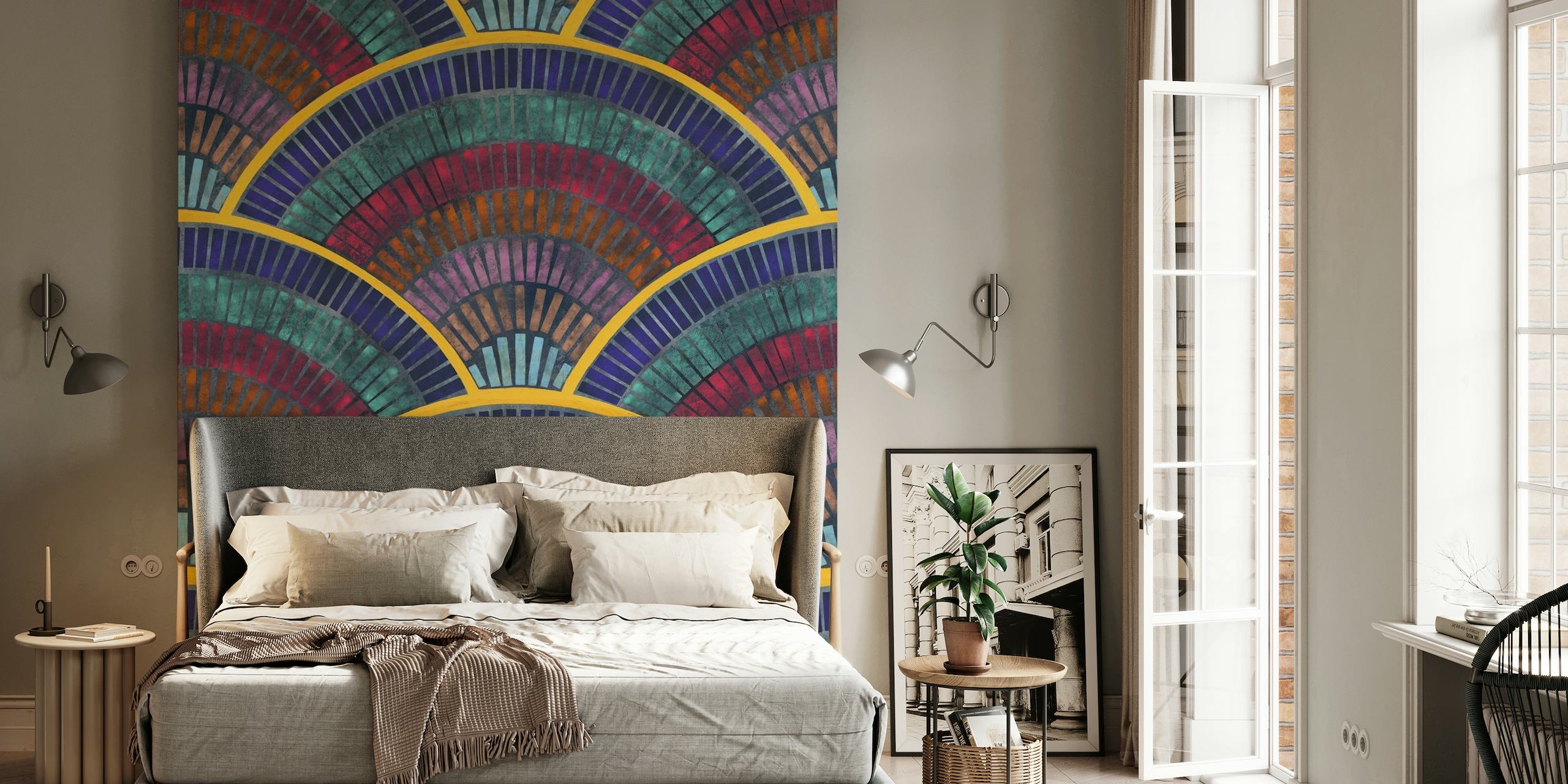 Detail of Jewel Tones Tiles: Art Deco Inspired Wallpaper