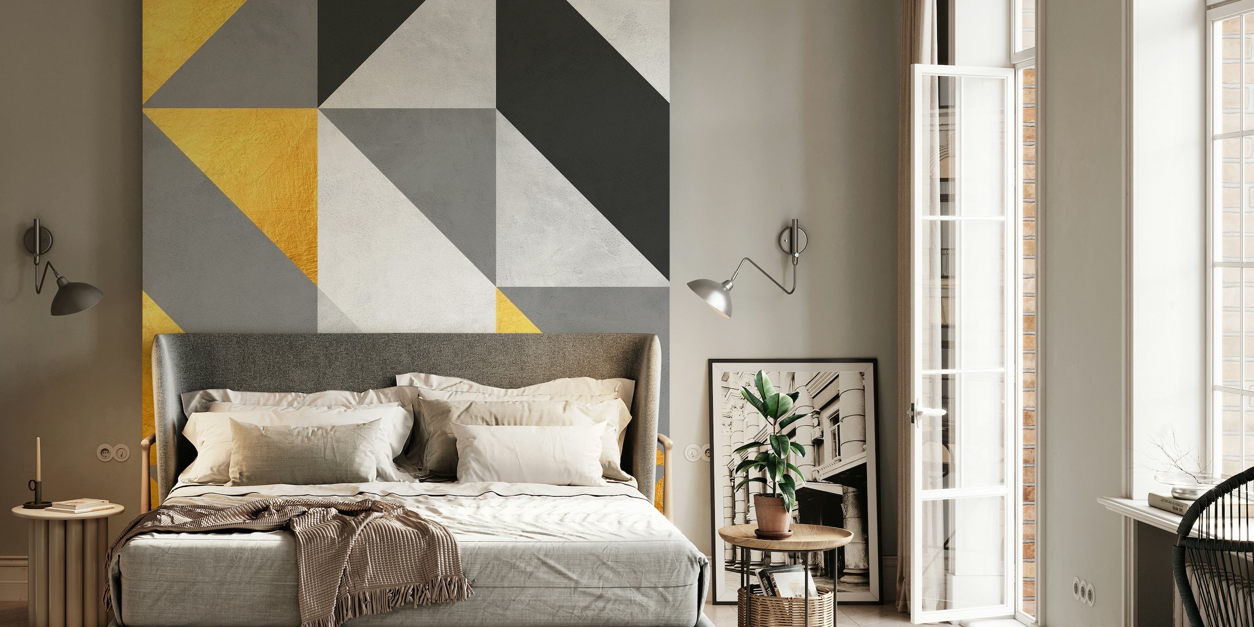 Gold and Gray Geometric Wall Mural