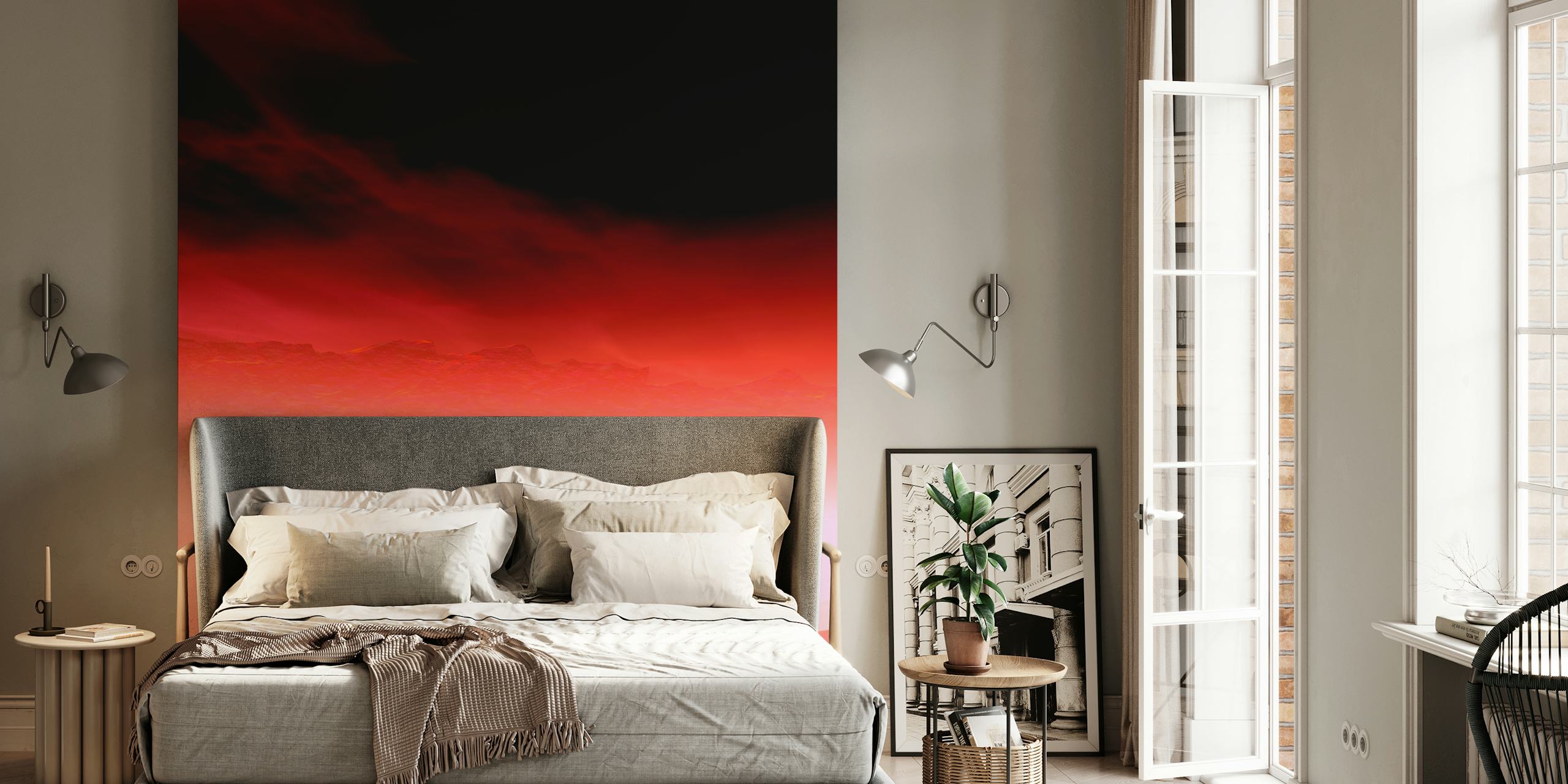 Tapeta Red Sky v stylovém pokoji