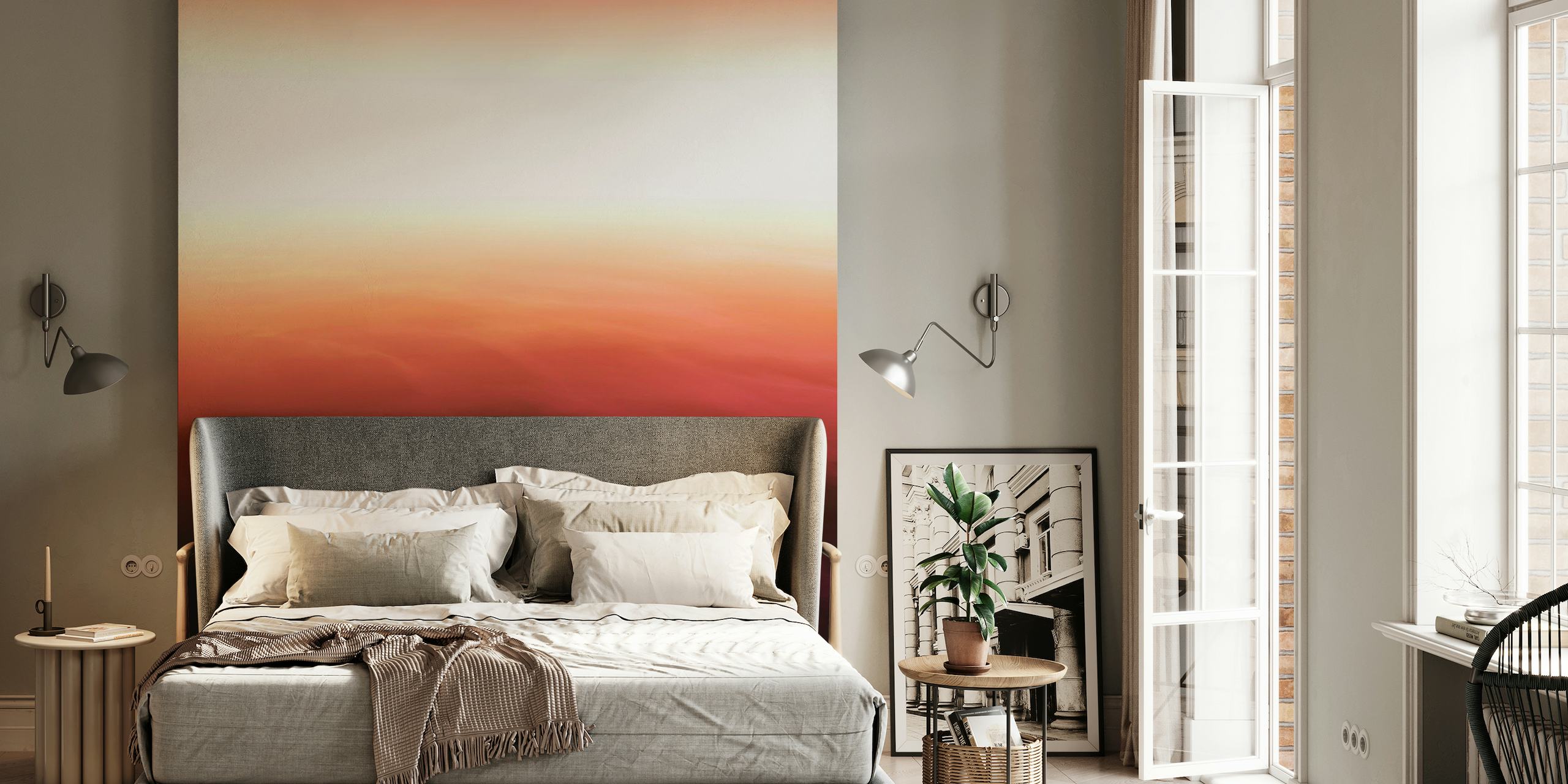 Reddish Skyscape wall mural with gradient of red and shadow hues