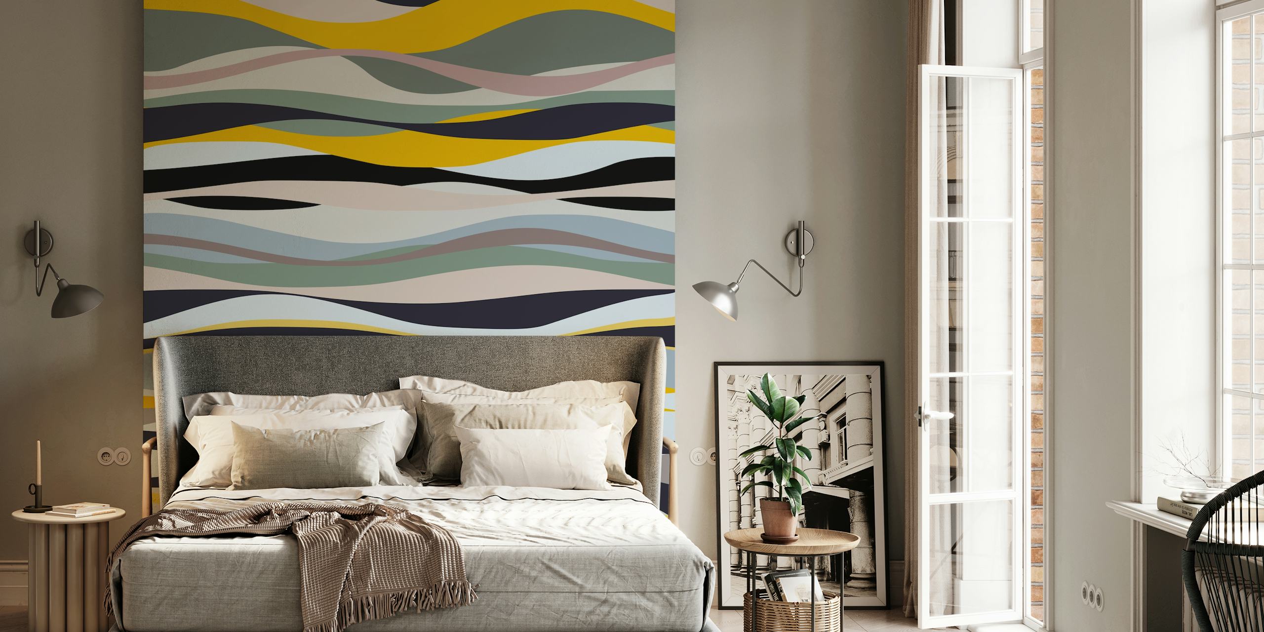 Abstract wallpaper design in a room