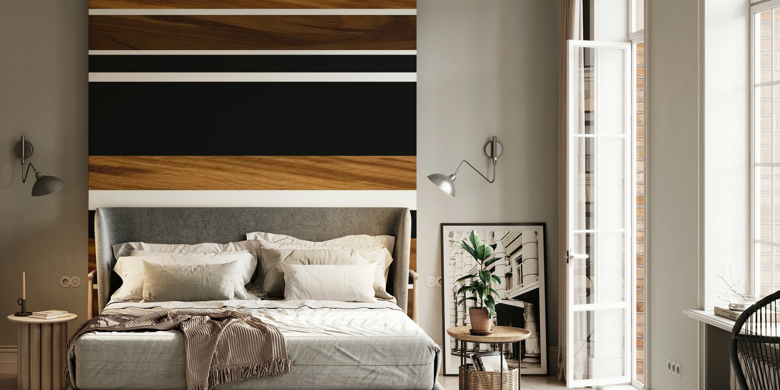 Wood Black White Stripes 1 wallpaper