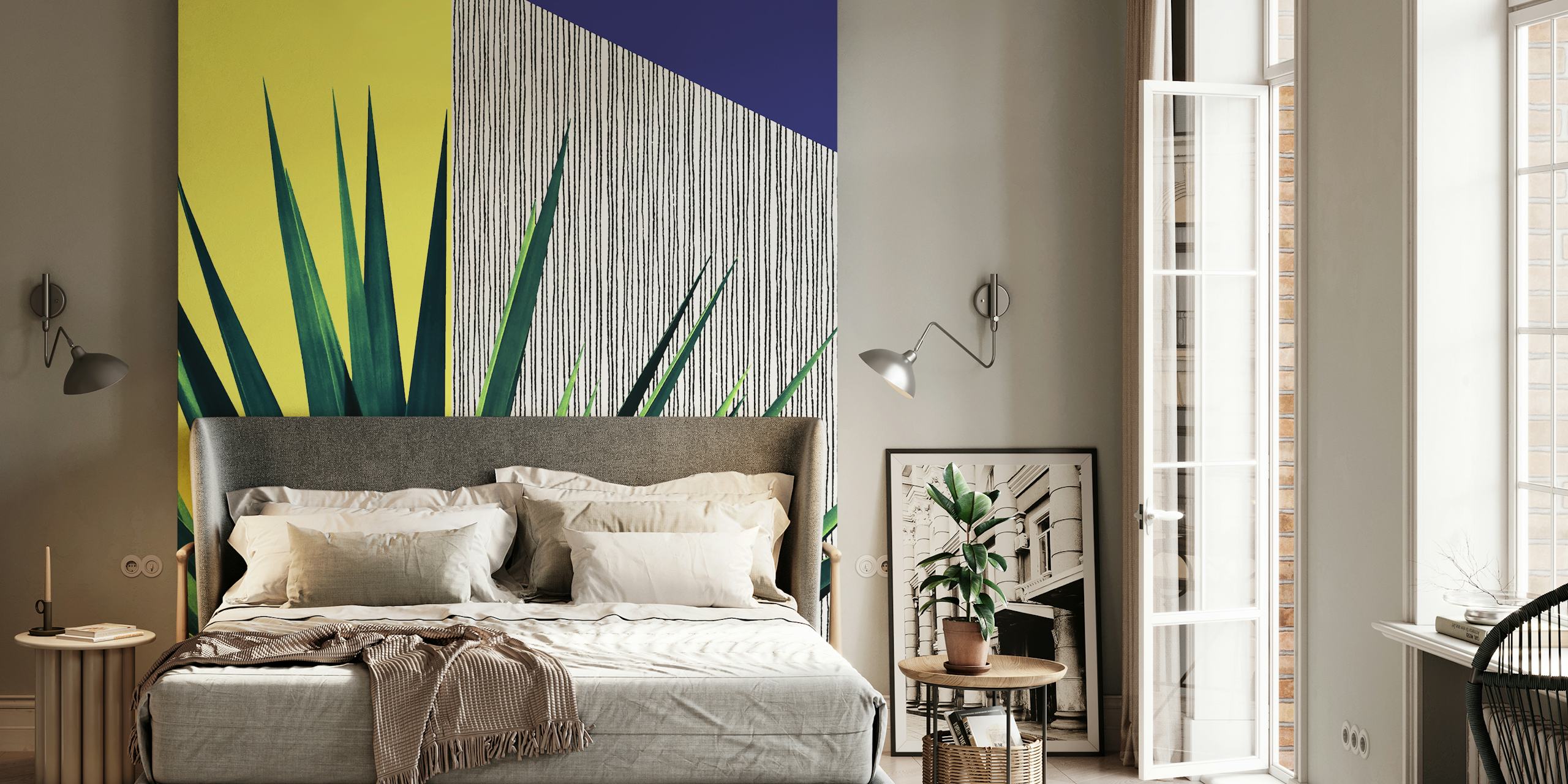 Graphic Leaves tapet i et moderne rom