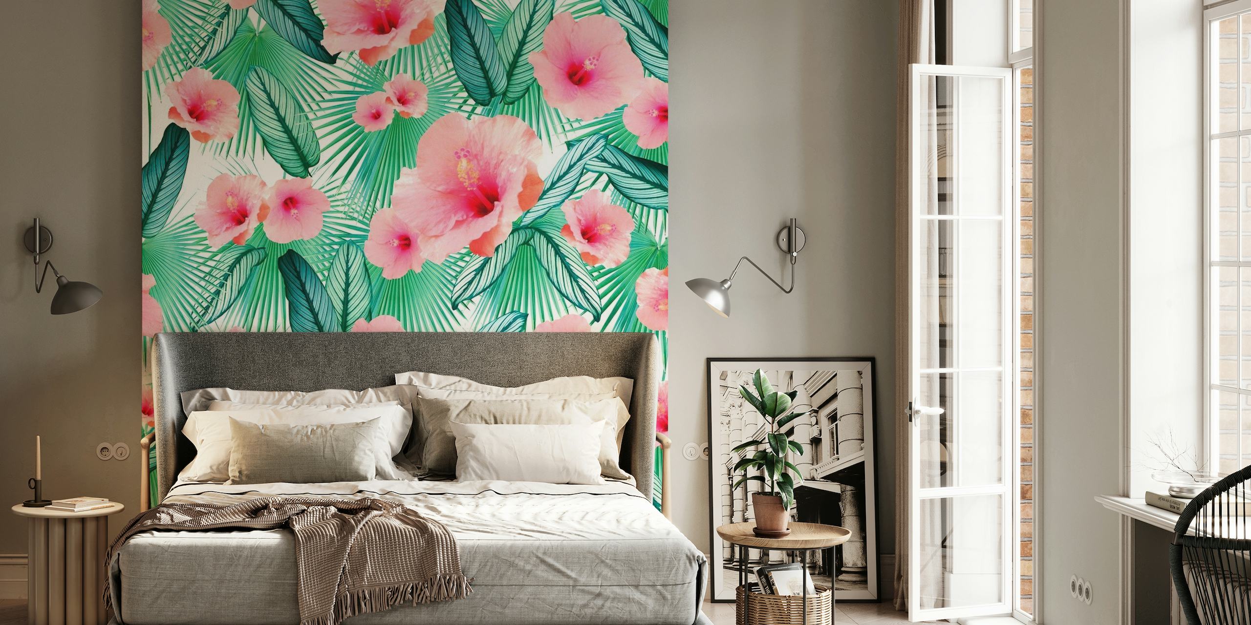 Hibiscus Calathea Fan Palm 2 wallpaper