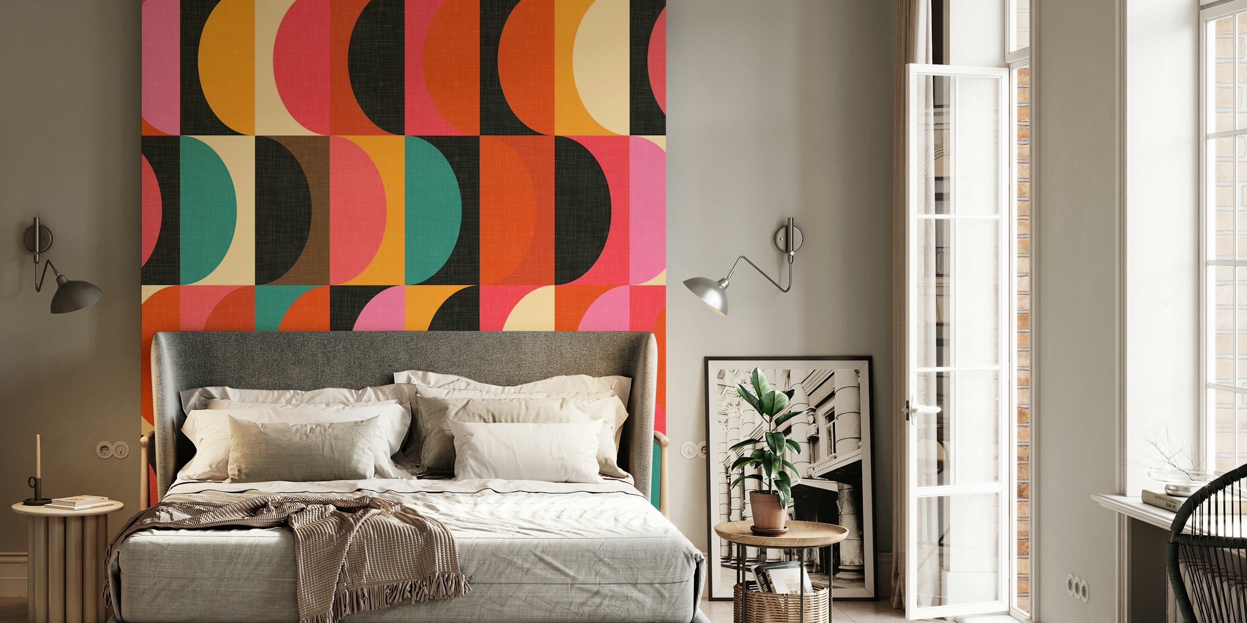 Wzór tapety Vibrant Mid Century Modern Shapes