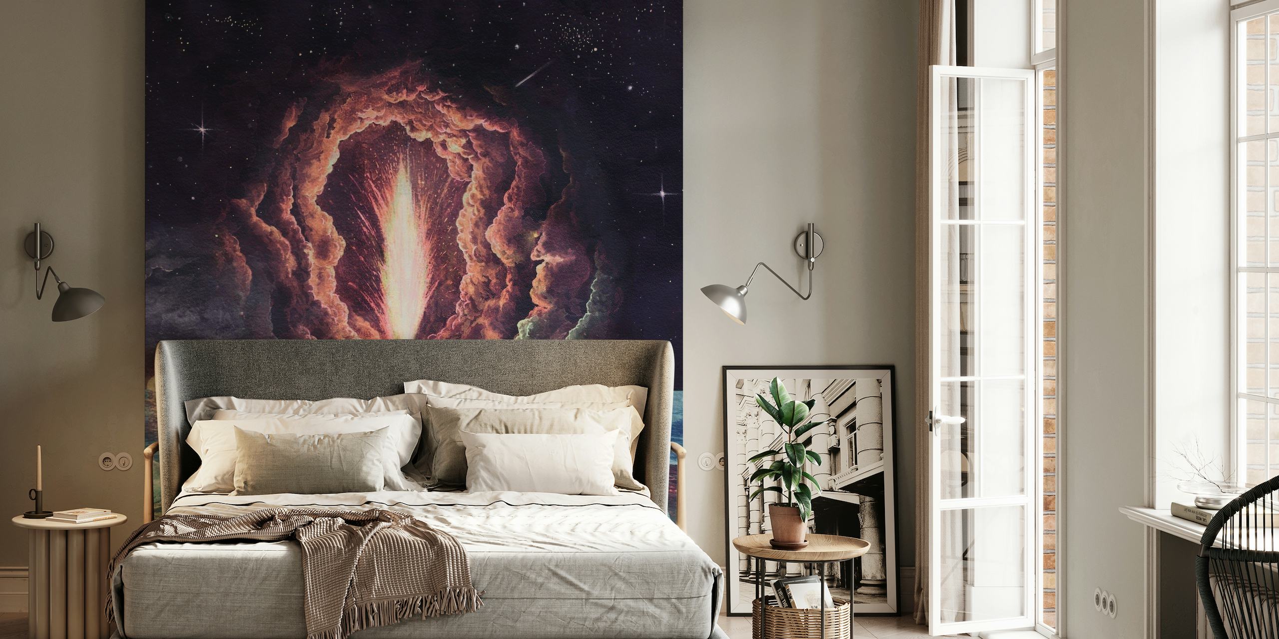 Volcano Eruption wall mural with vibrant colors and dynamic natural scenery