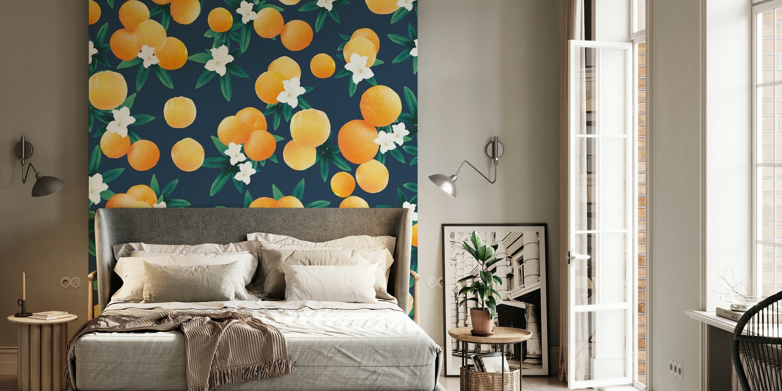 Orange Twist Flower Night 2 wallpaper