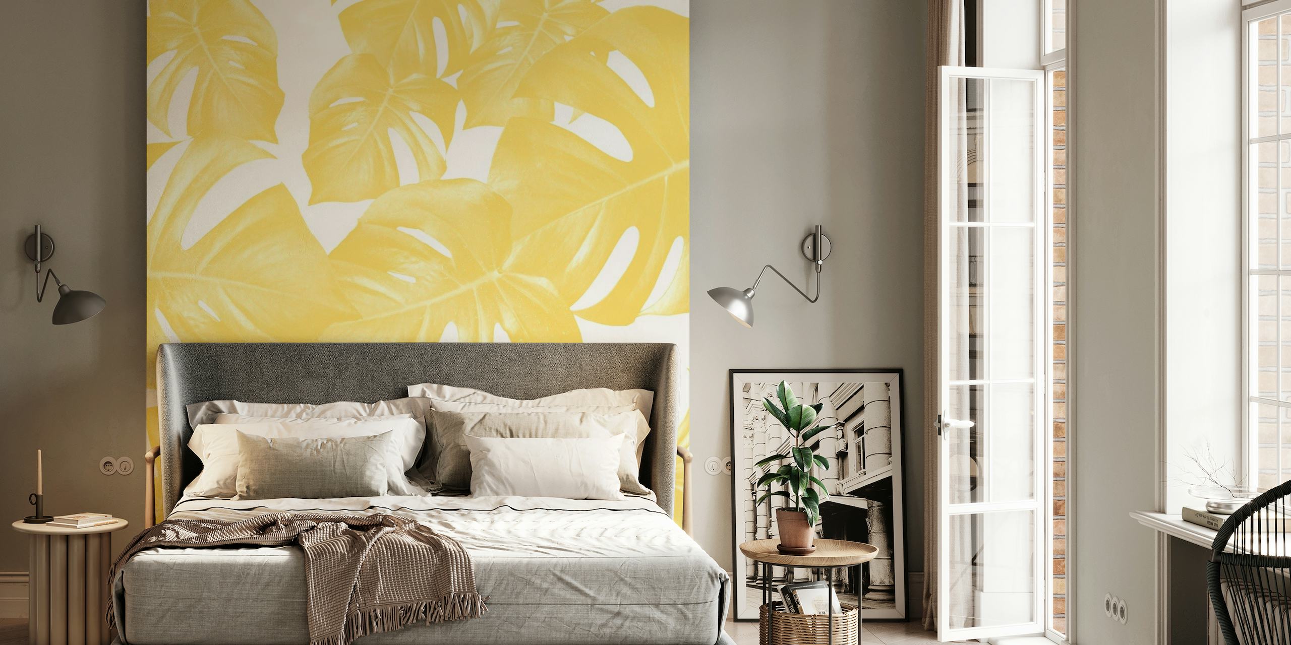 Monstera Leaves Yellow 1 wallpaper