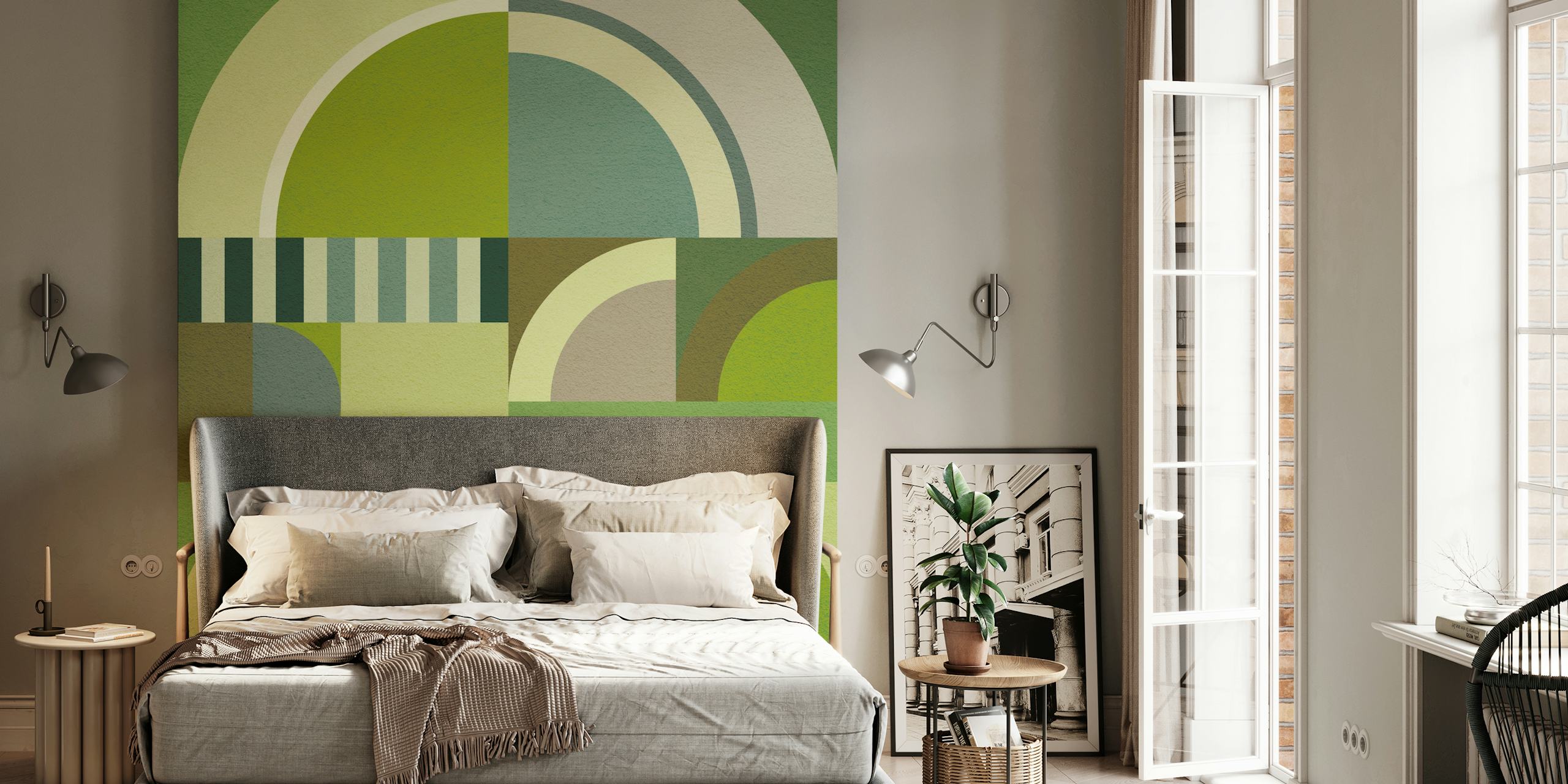 Bauhaus Geocircles Tapete in einem modernen Raum