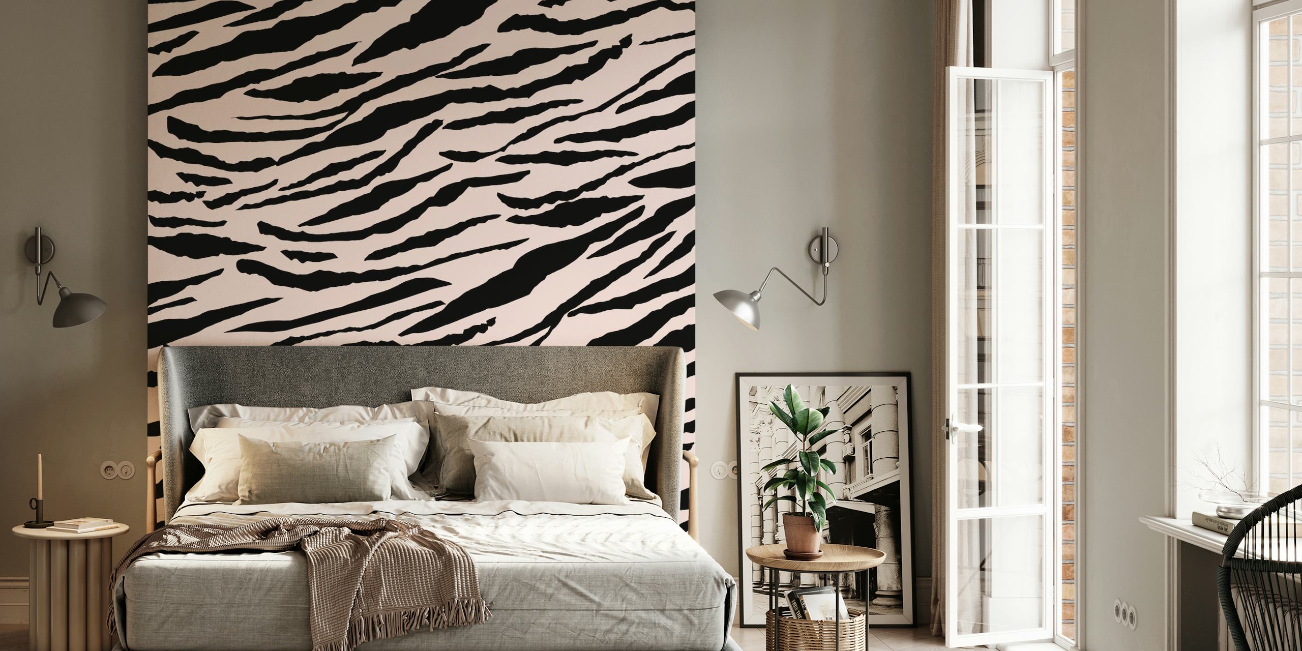 Pink and black tiger stripes pattern wallpaper