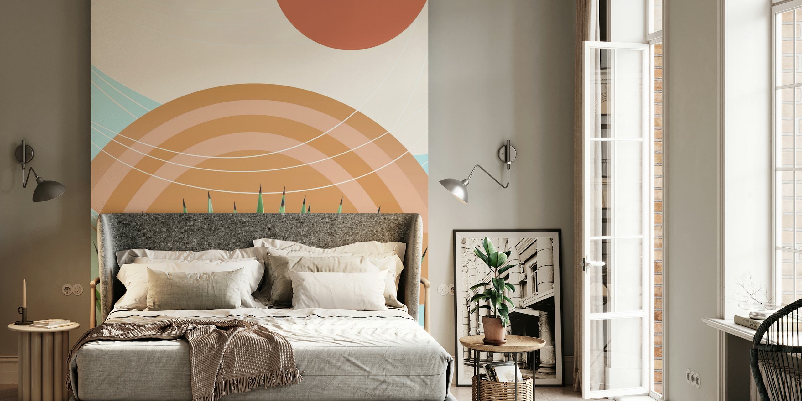 Agave in the Desert Oasis wallpaper in a room