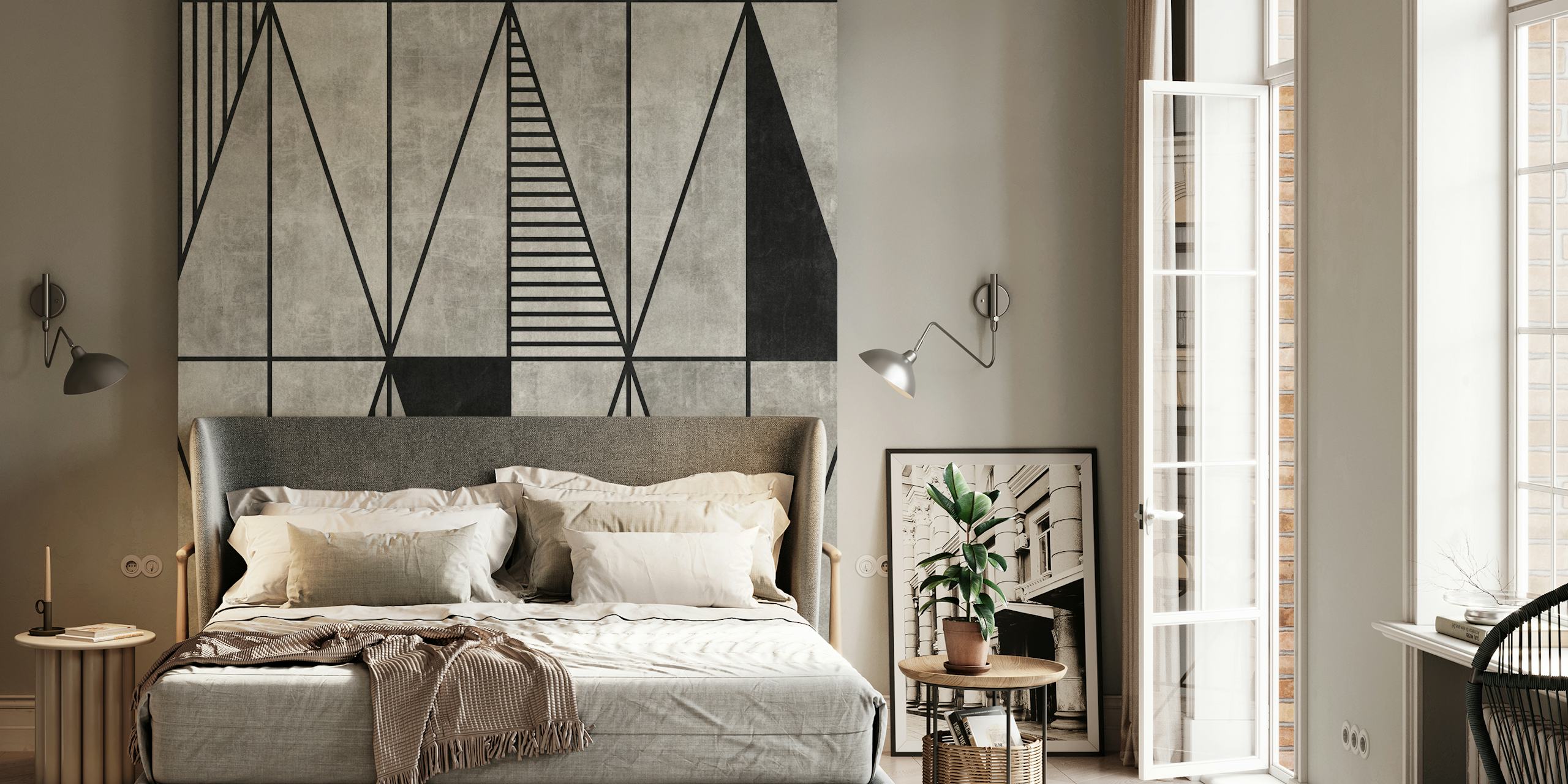 Papier peint Concrete Triangles dans une pièce moderne