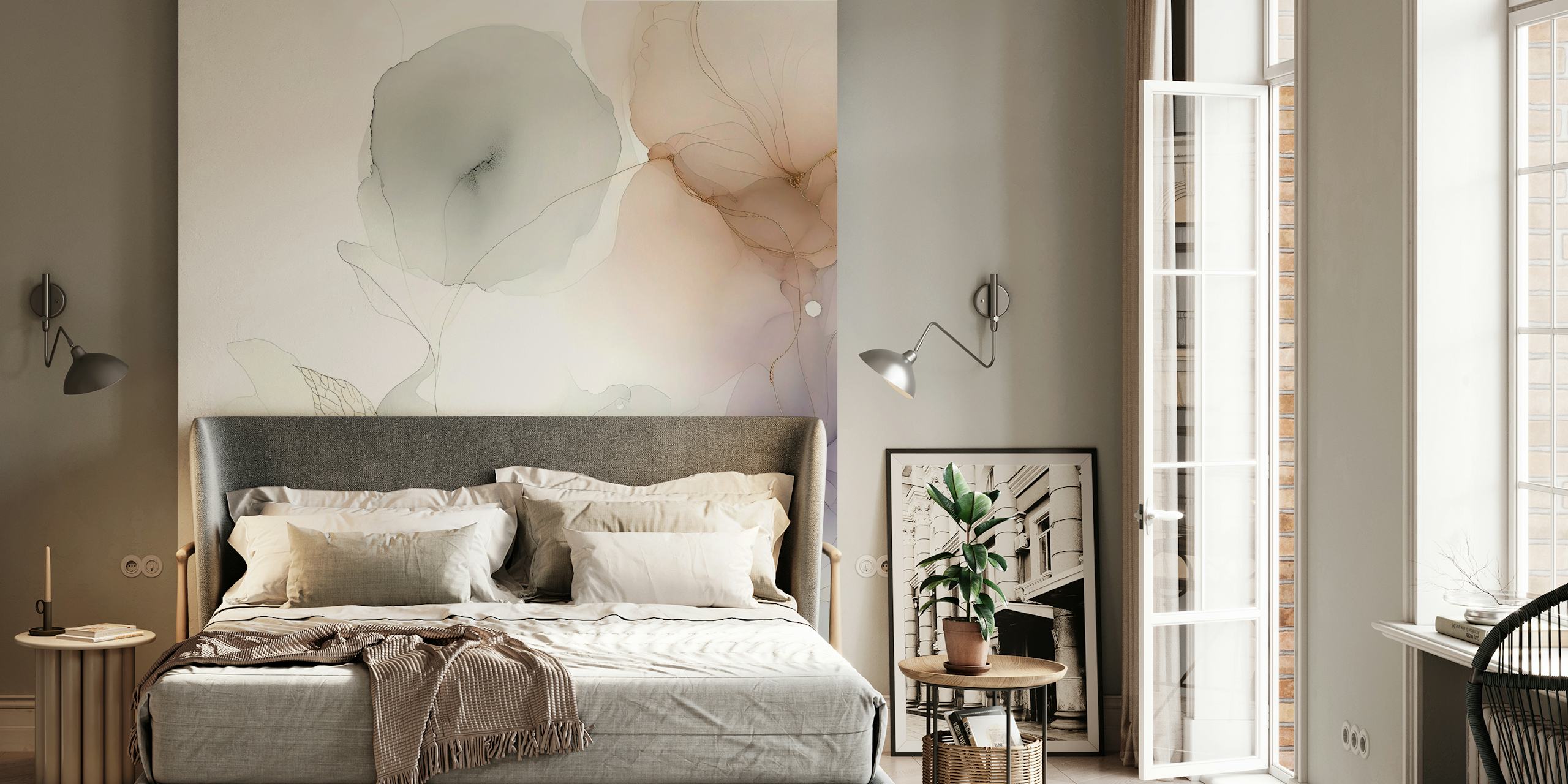 Diseño de papel tapiz Subtle Petal Dream en una habitación