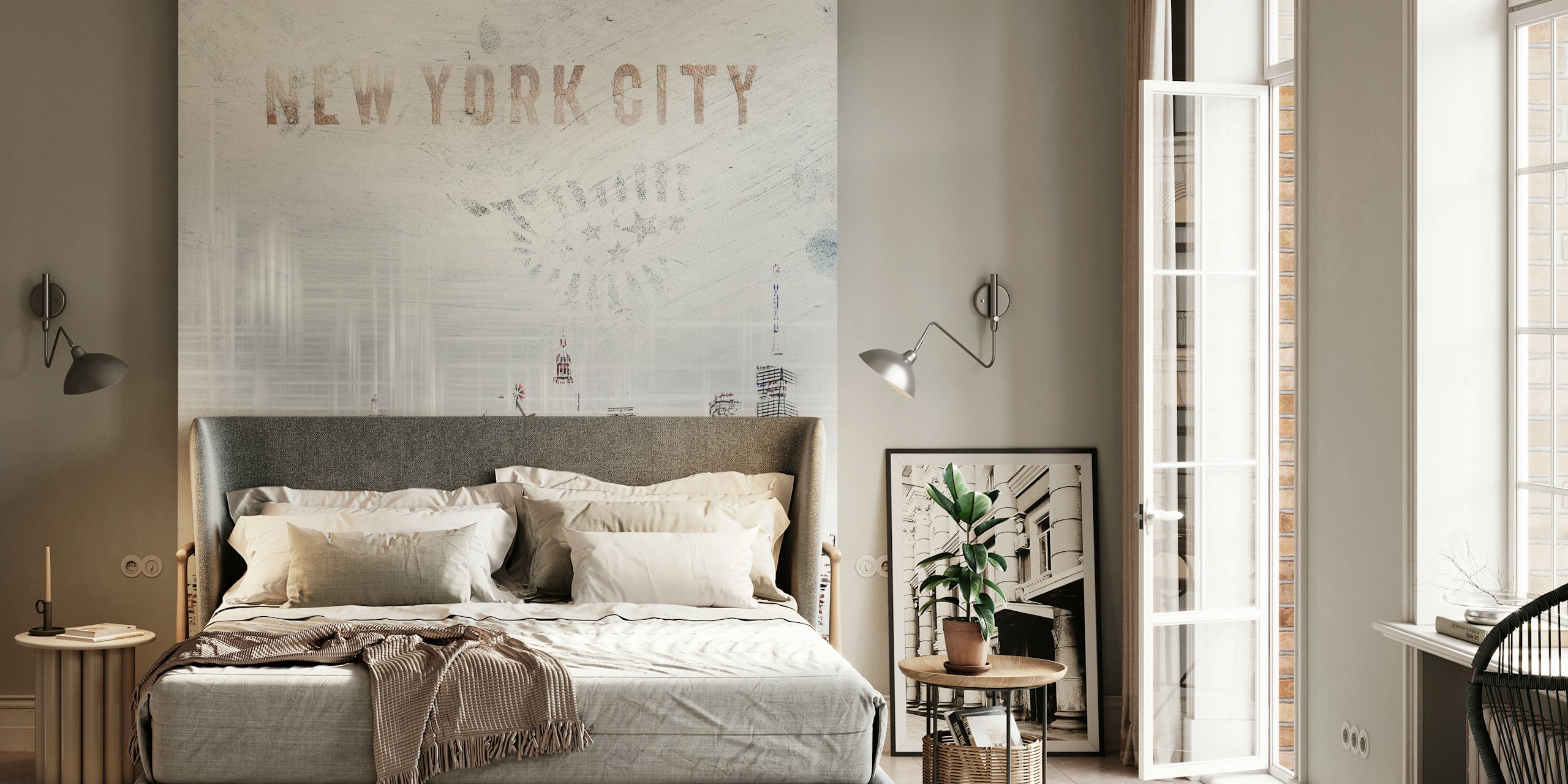 Shabby Chic horizont New Yorka u prigušenim sivim i bijelim tonovima
