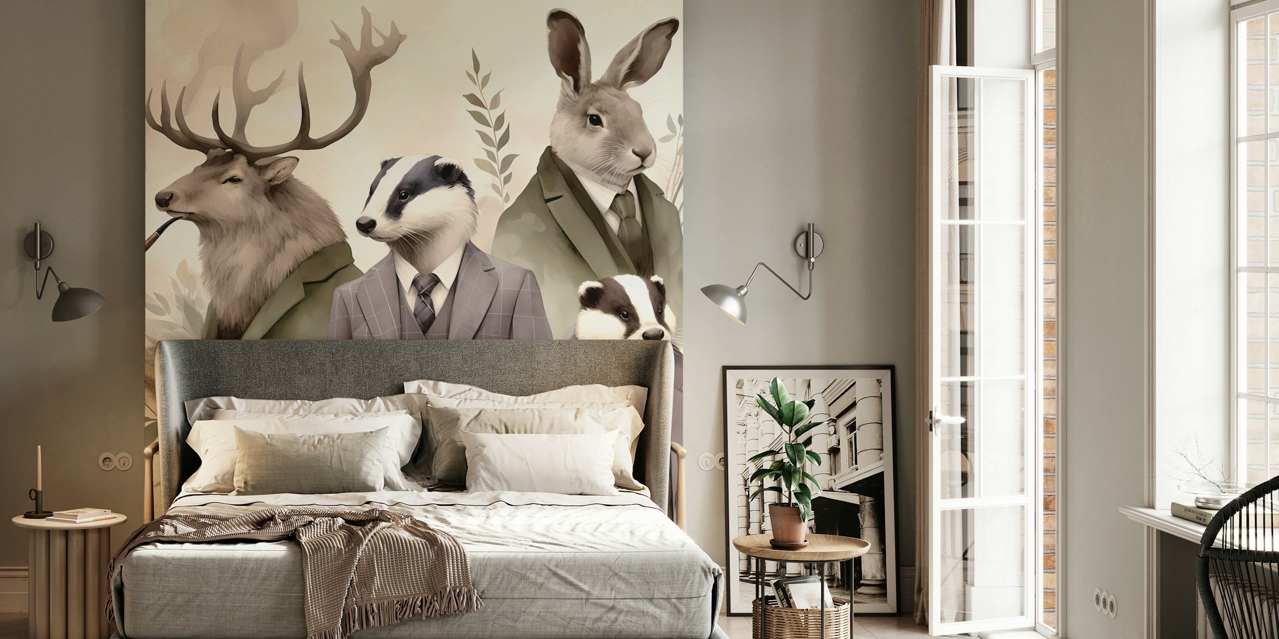 Chic forest dwellers wallpaper design in a room