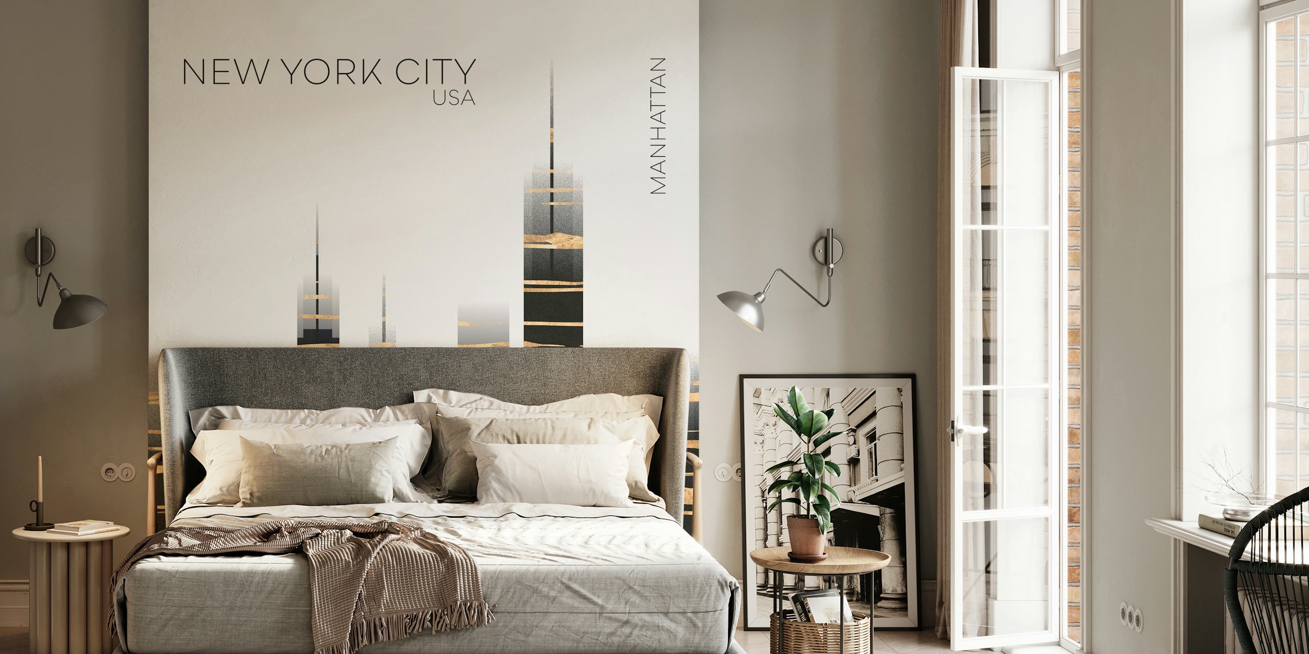 Urban Art NYC Skyline tapet i ett rum