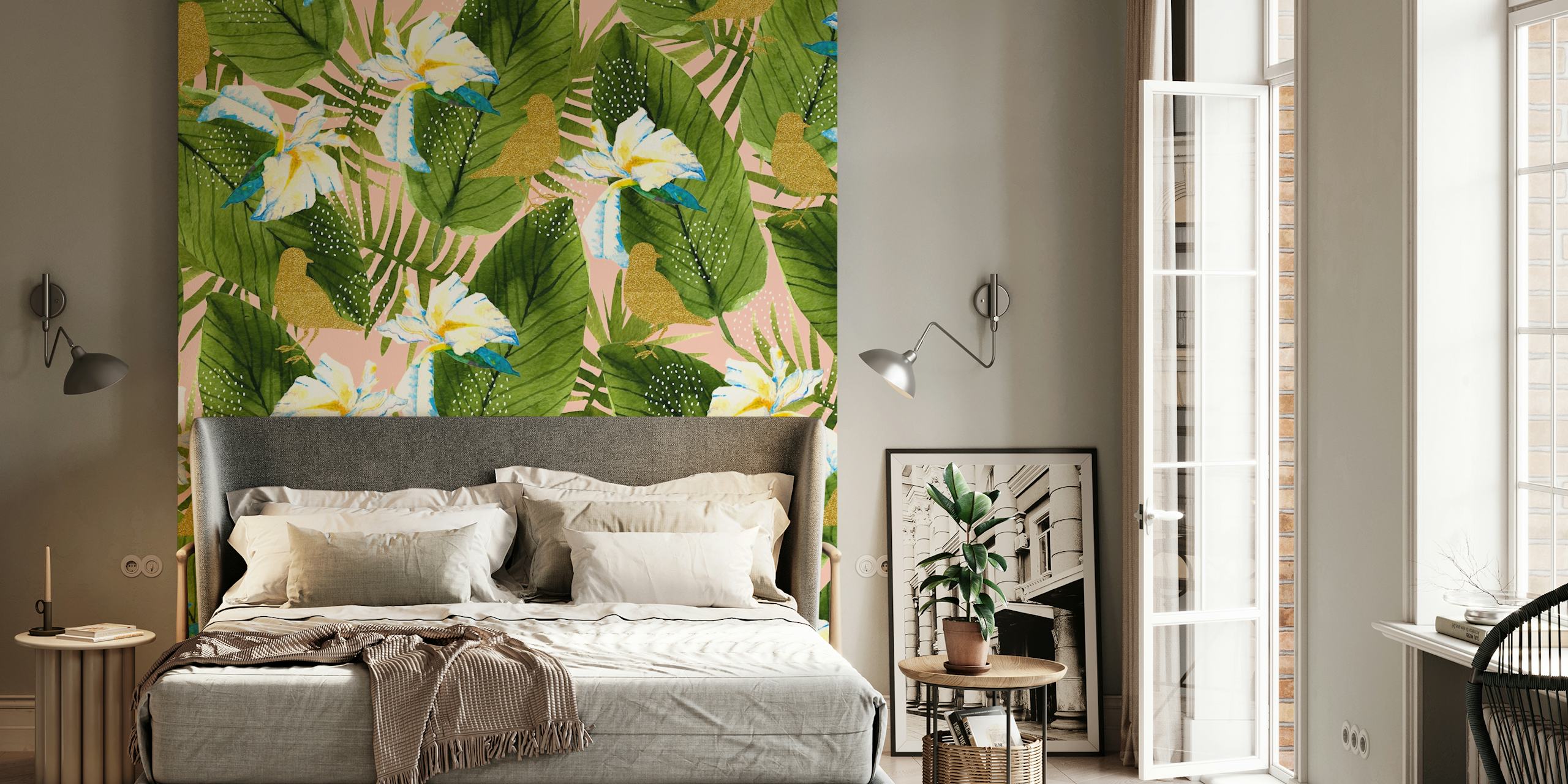 Jungle Bird Haven wallpaper in a room