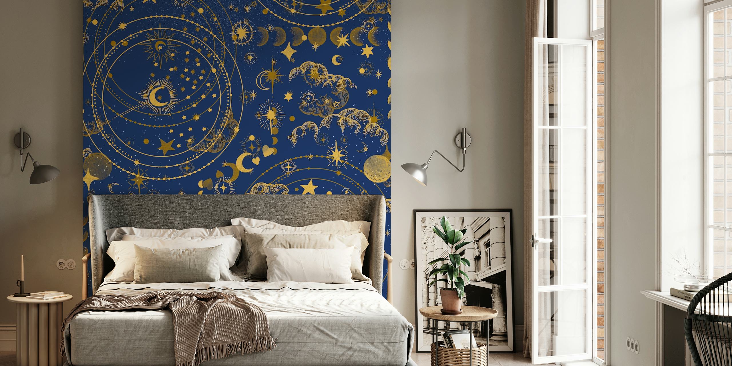 Golden Lunar Dreams wallpaper in a room
