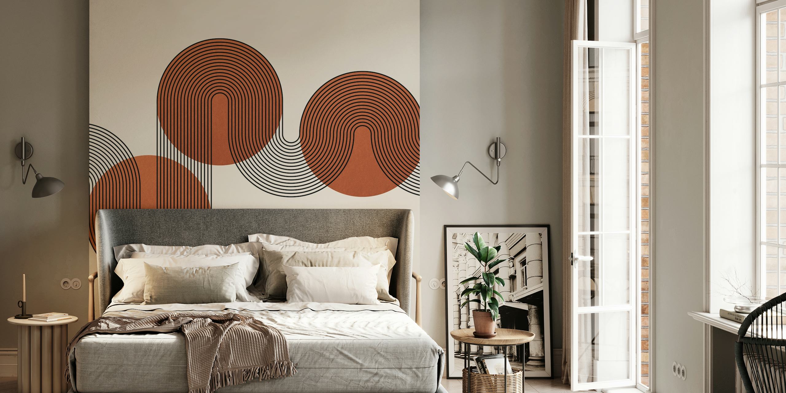Copper Art Deco Luxe wallpaper in a modern room
