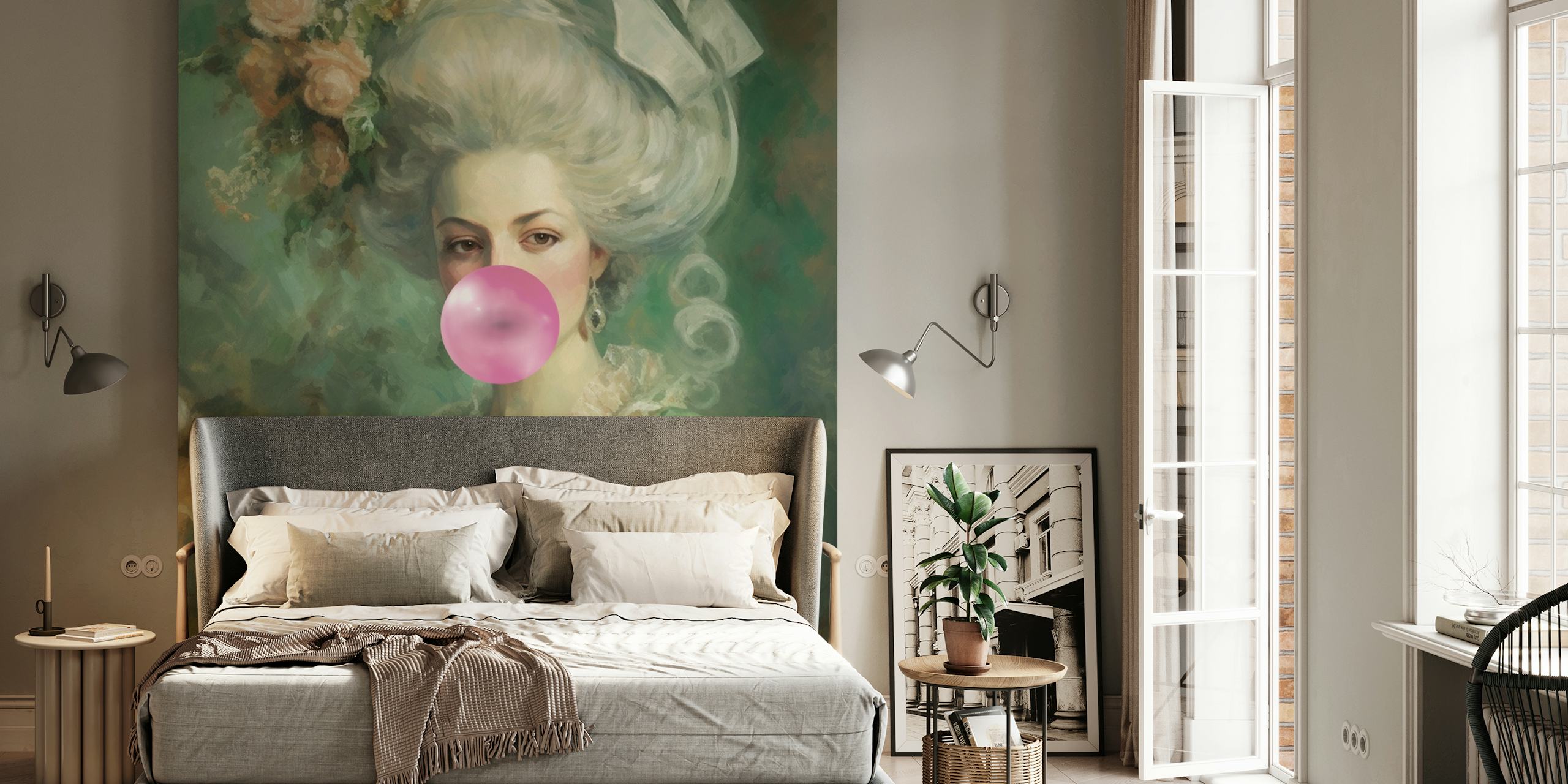 Marie Antoinette portrait wallpaper in a room