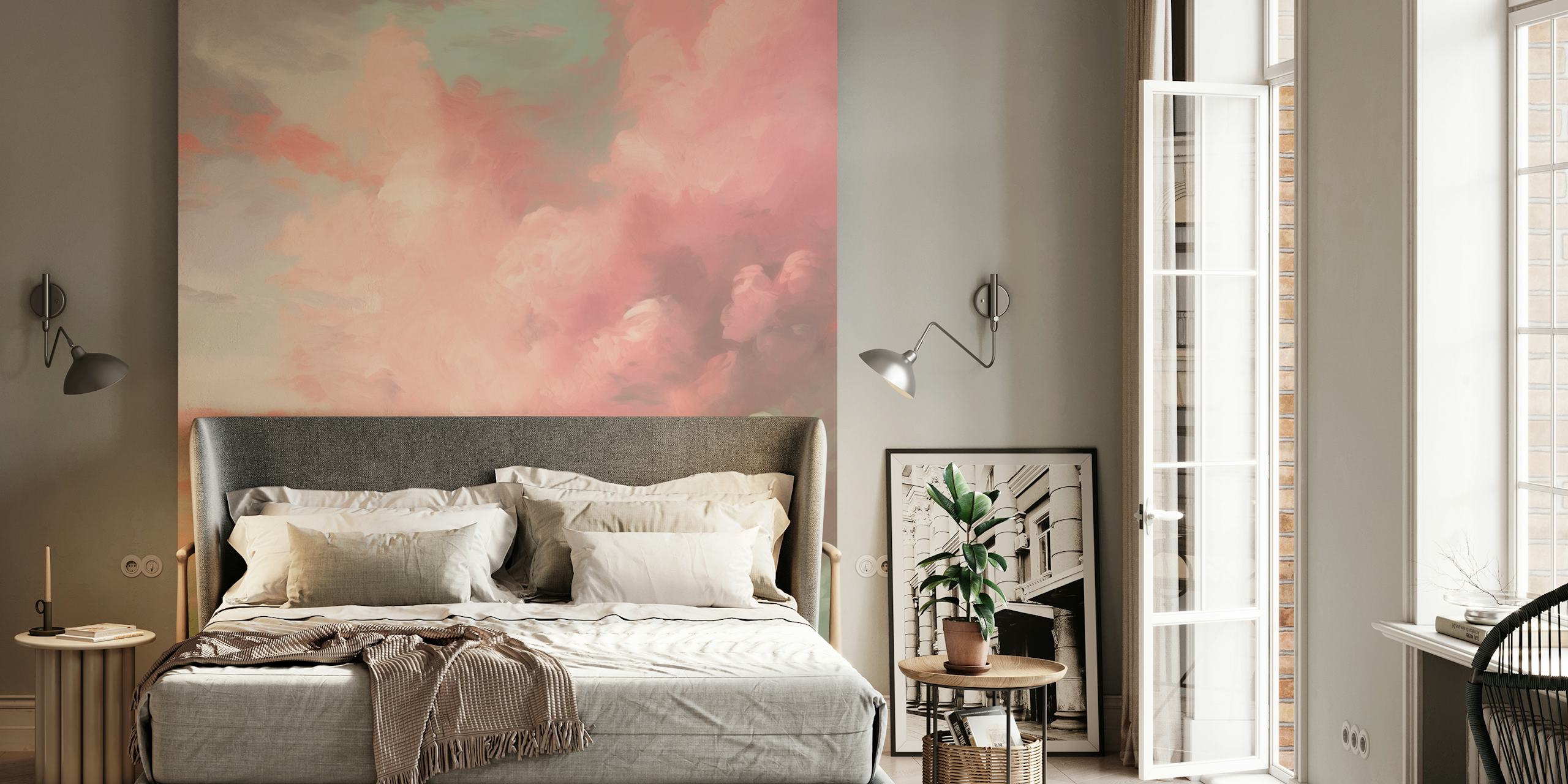 Blush Sky Dreamscape wallpaper in a room