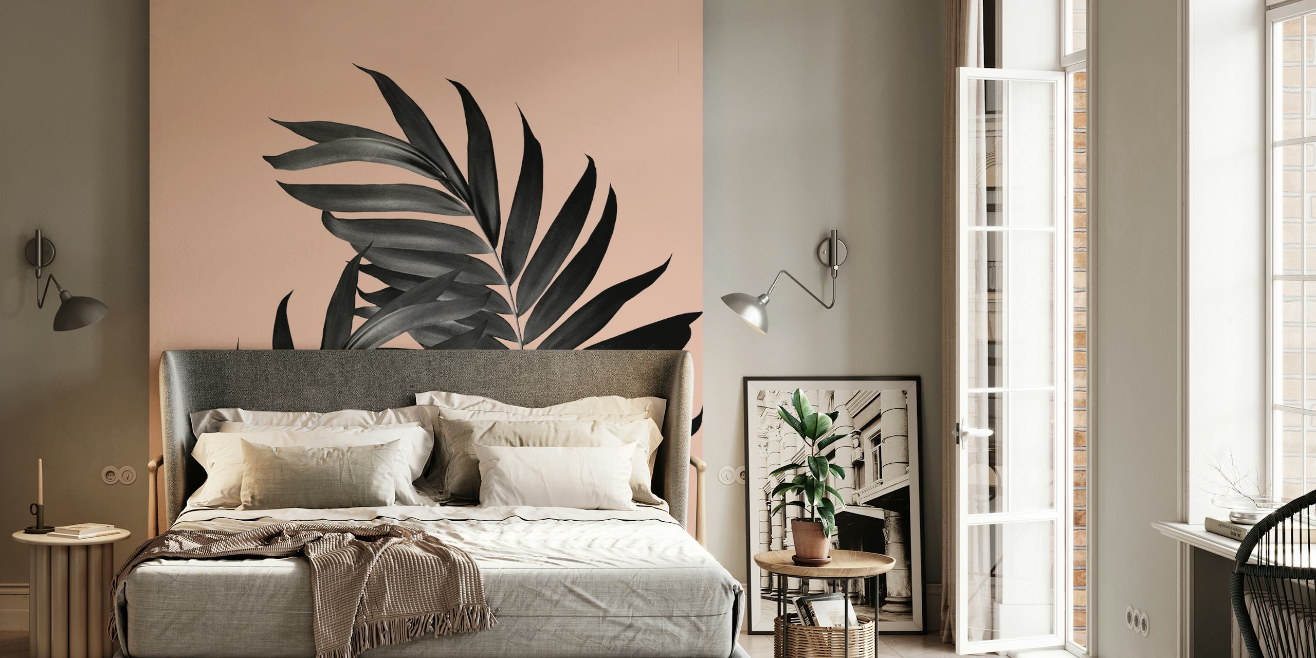 Palm Leaves behang in een kamer setting
