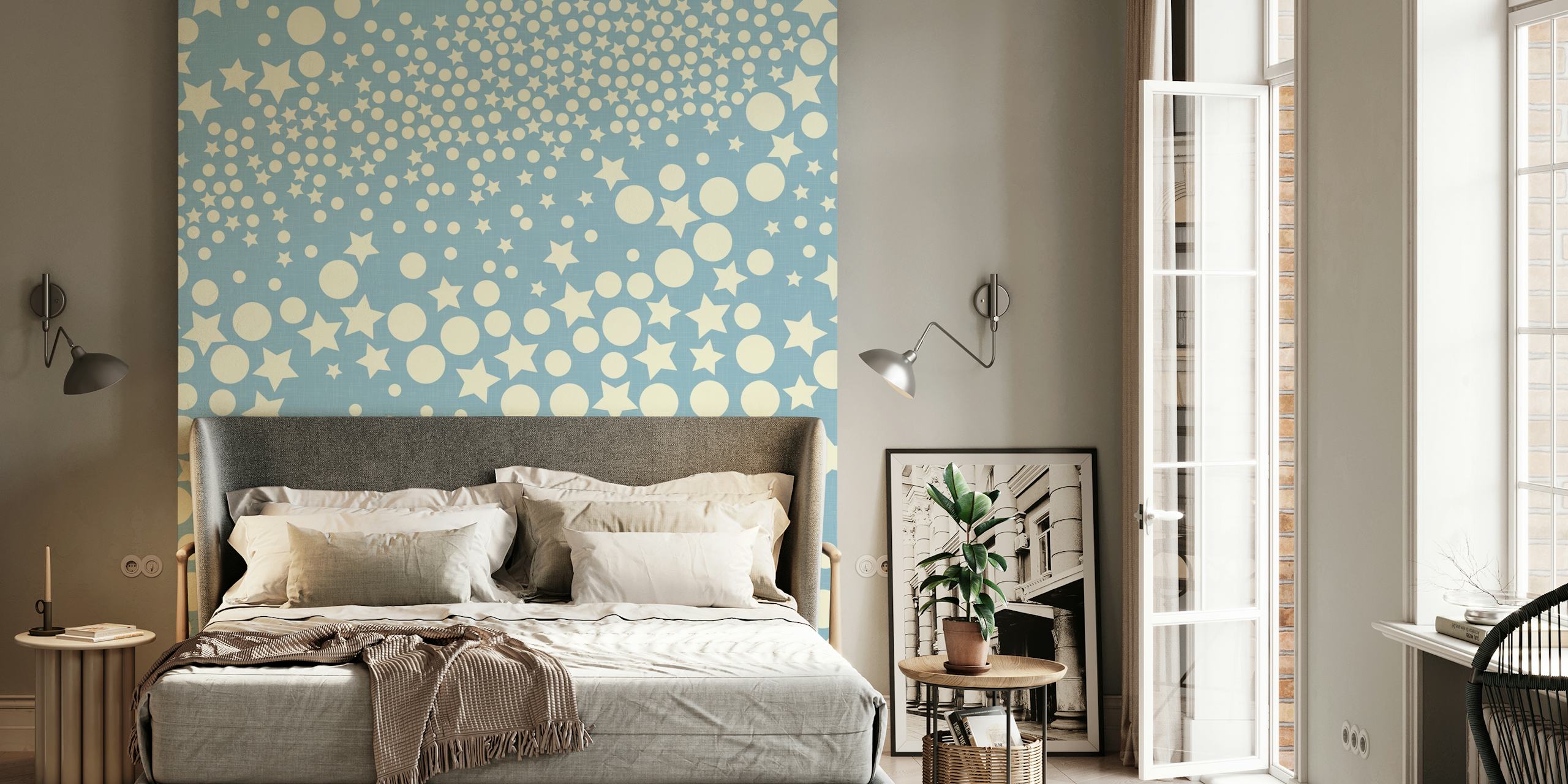 Galaxy Glam Geometry Sky Blue WM in una stanza