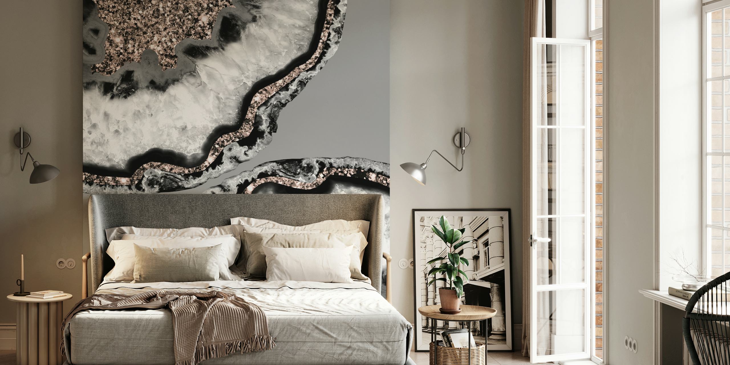 Yin Yang Agate Glitter wallpaper in a room
