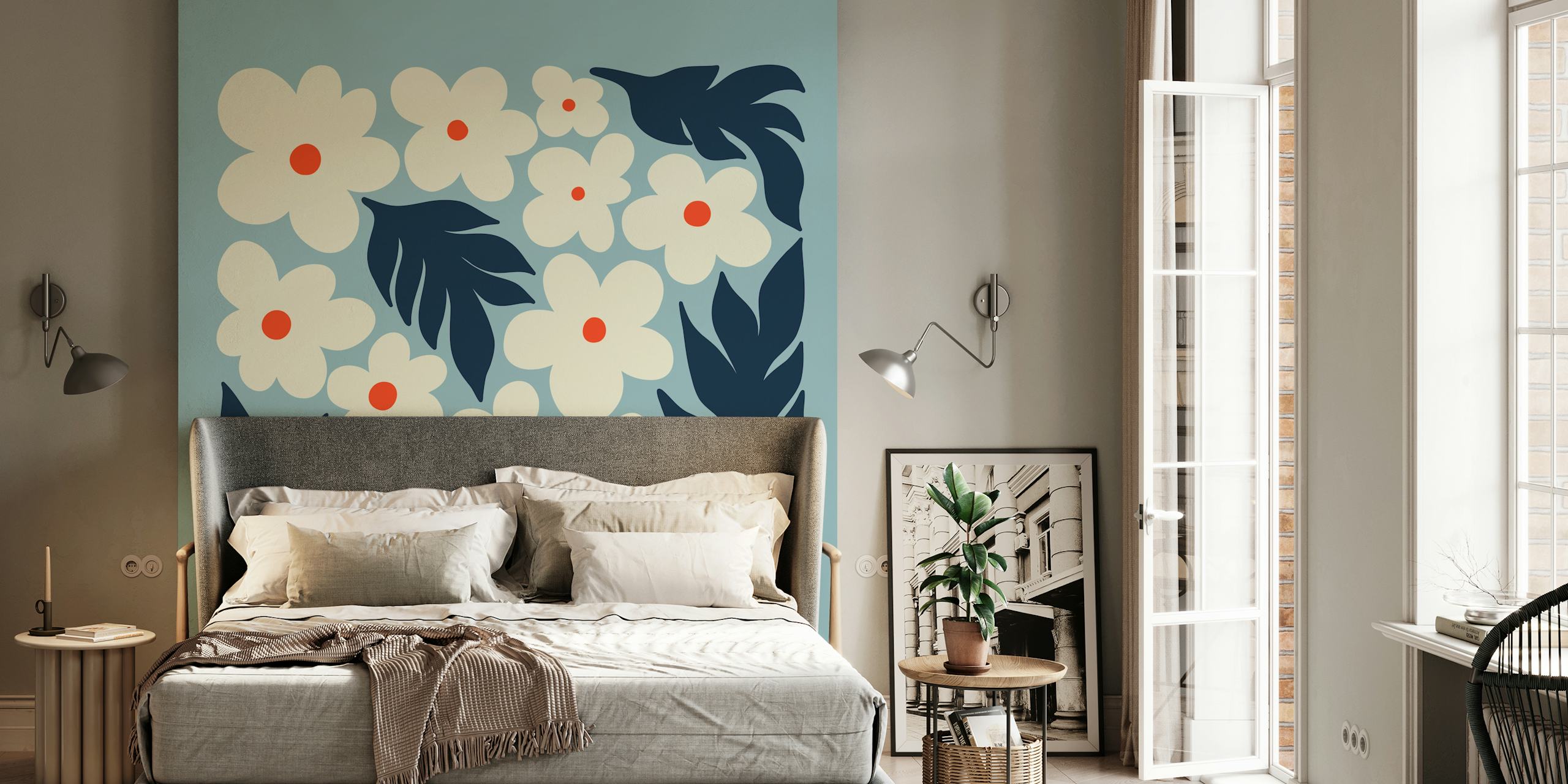 Bloemenbehangontwerp in een kamer