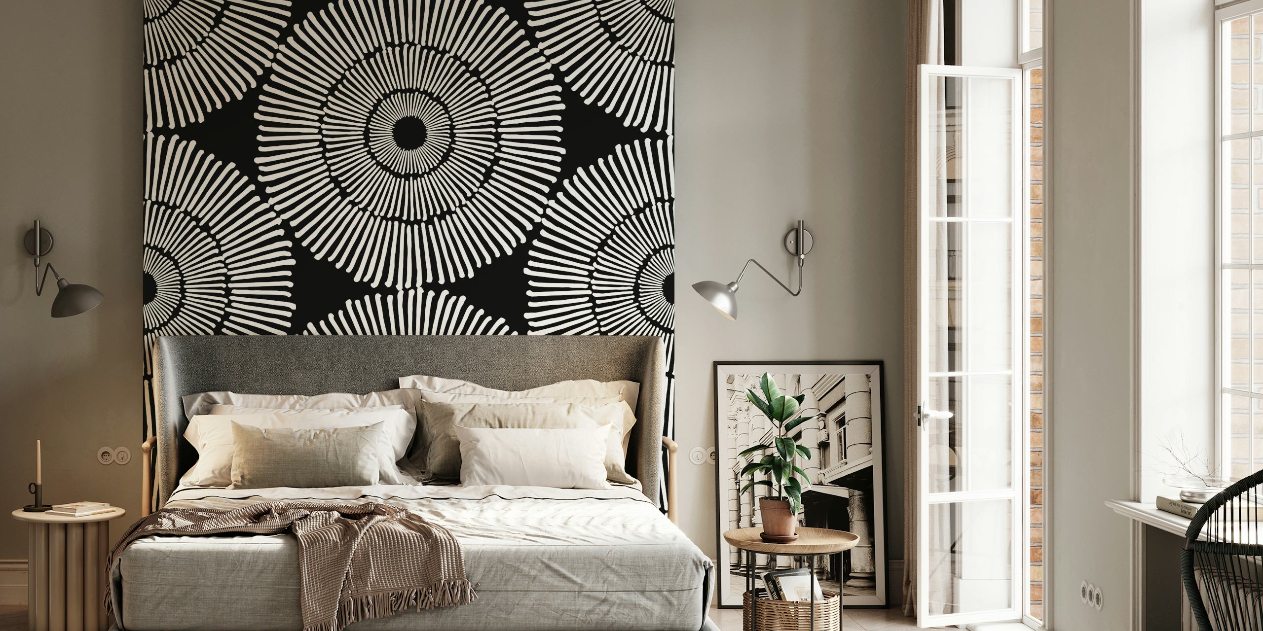 Black and White Spirals tapet i et rom