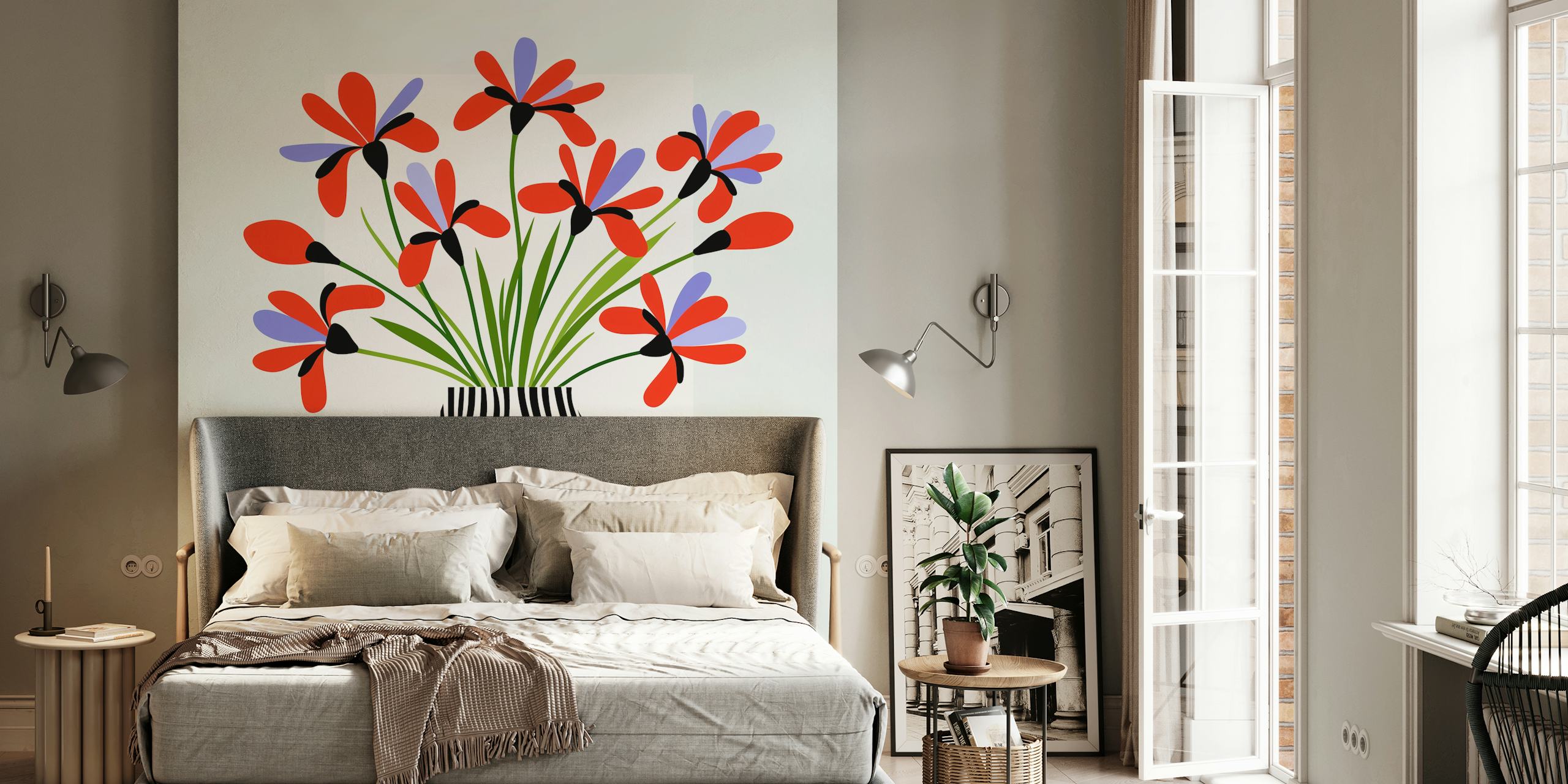 Zebra Vase Floral Art design in a room