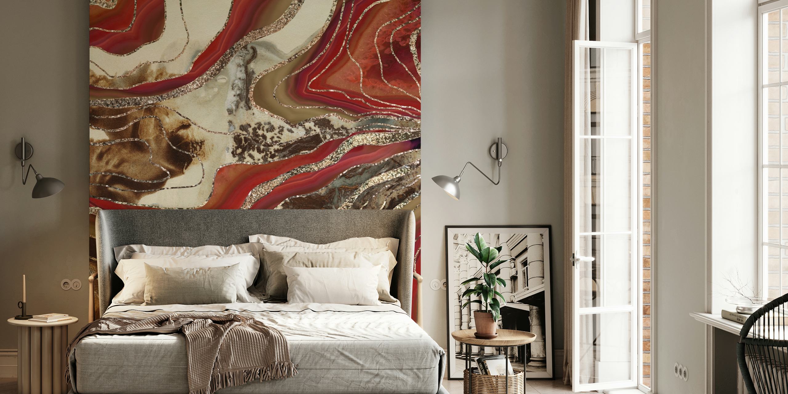 papel pintado Liquid Marble Agate Glam en una habitación