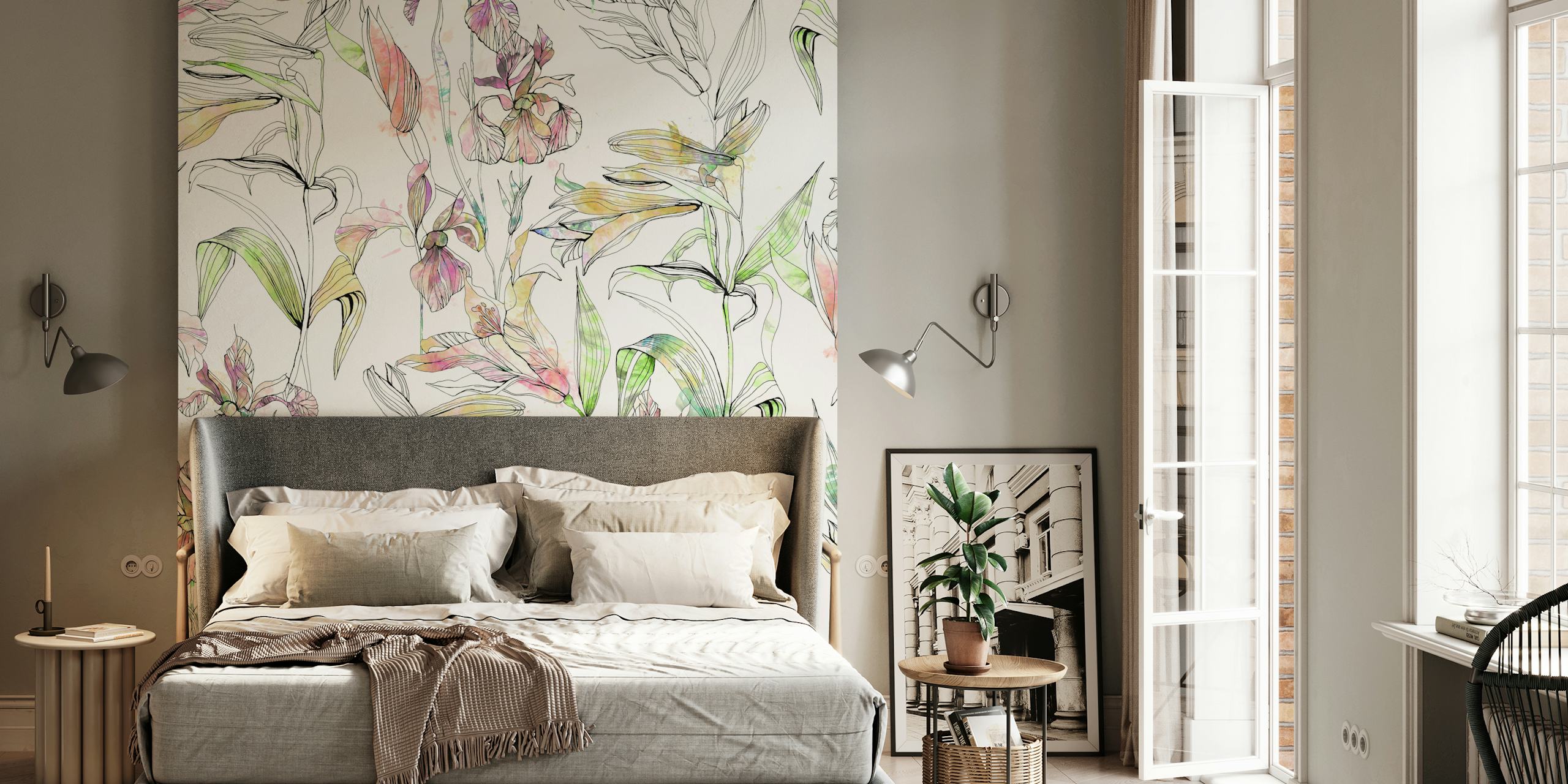 Pastel Iris Dreamscape behang in een kamersetting