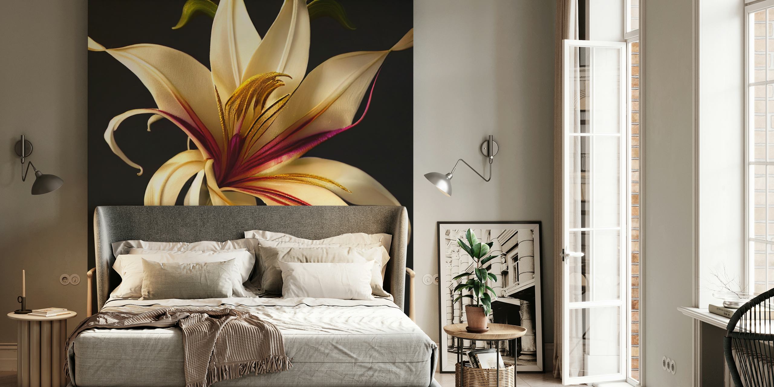 Elegant Lily Blossom-behang in een kamer