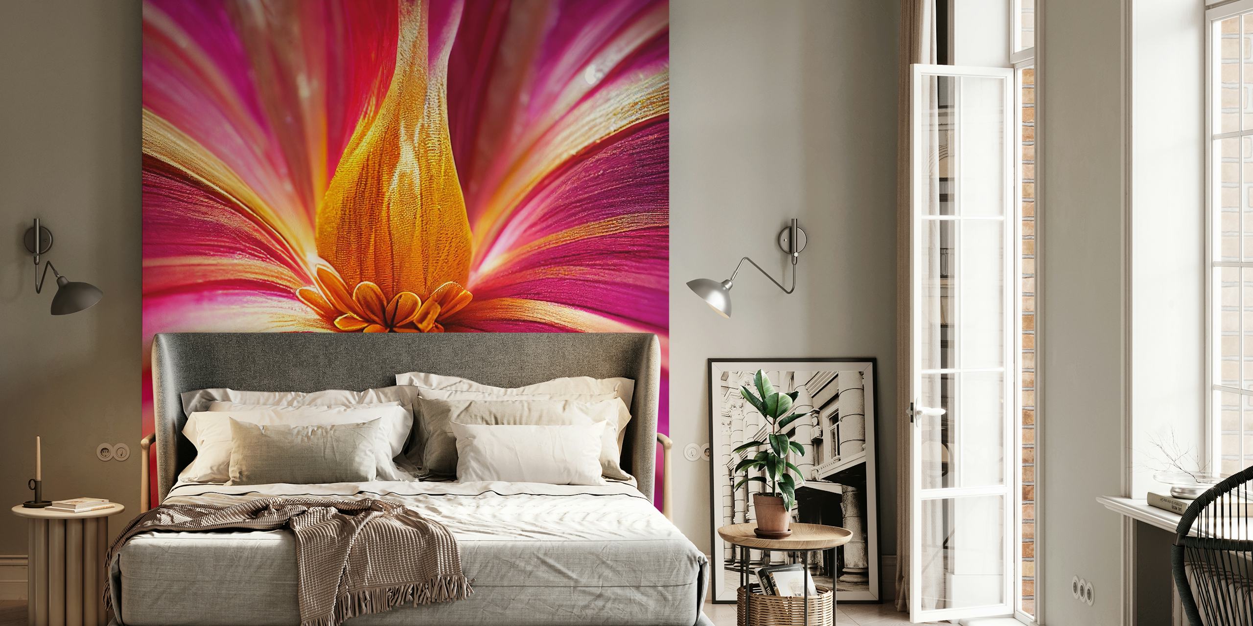 Colorful floral wallpaper σε ένα δωμάτιο