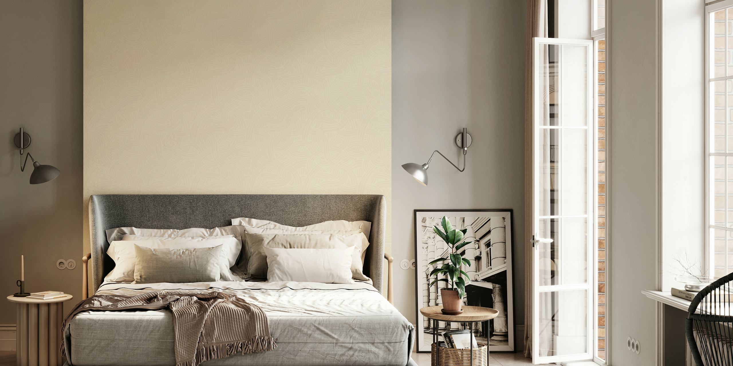 Interwoven Waves in vanilla wallpaper in a room