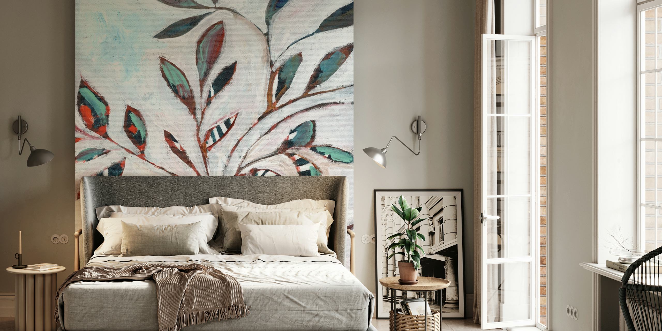 Papier peint Colorful Leaf Impressions dans une pièce