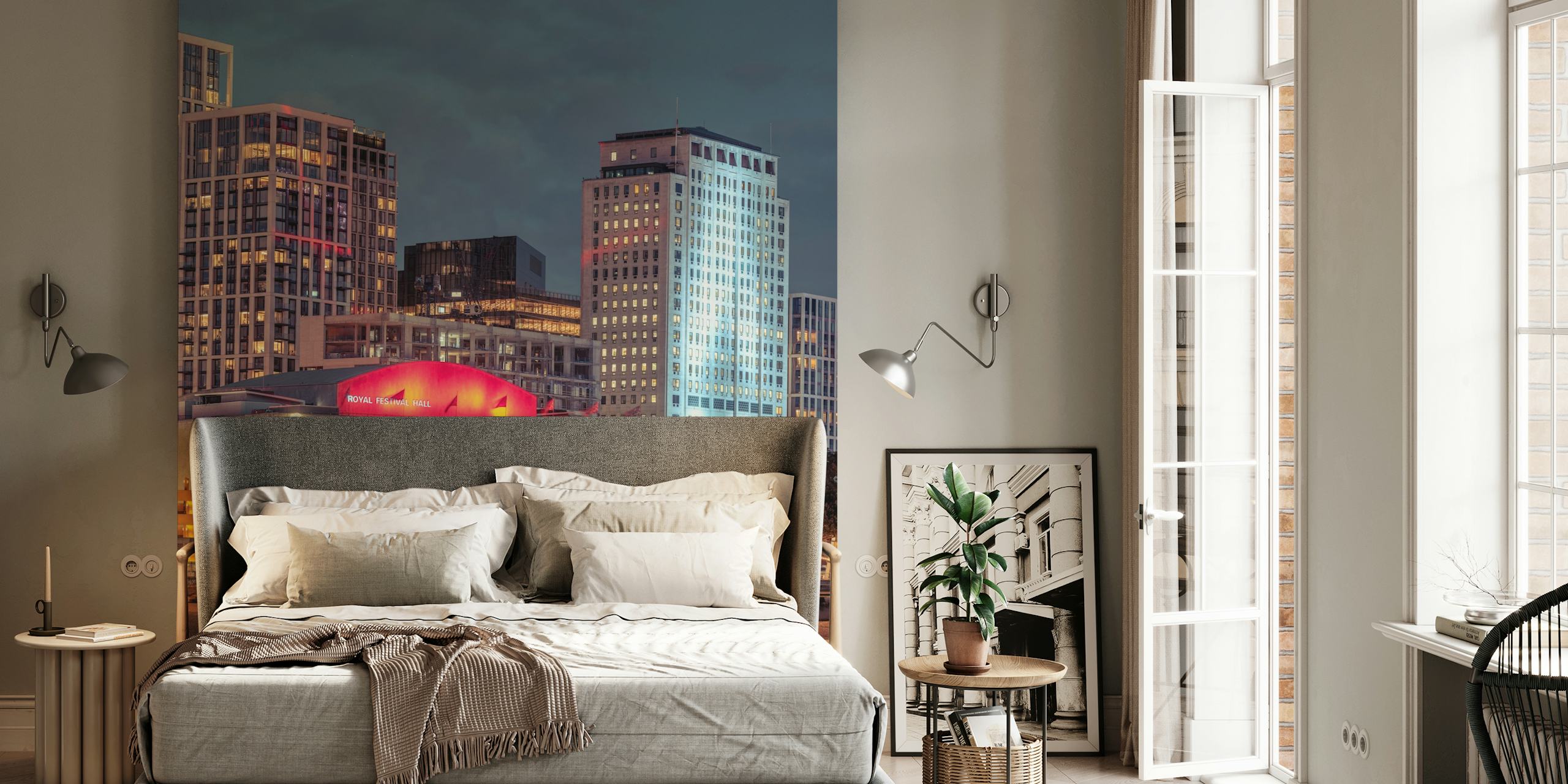 Urban Nightscape Glow tapet i ett rum