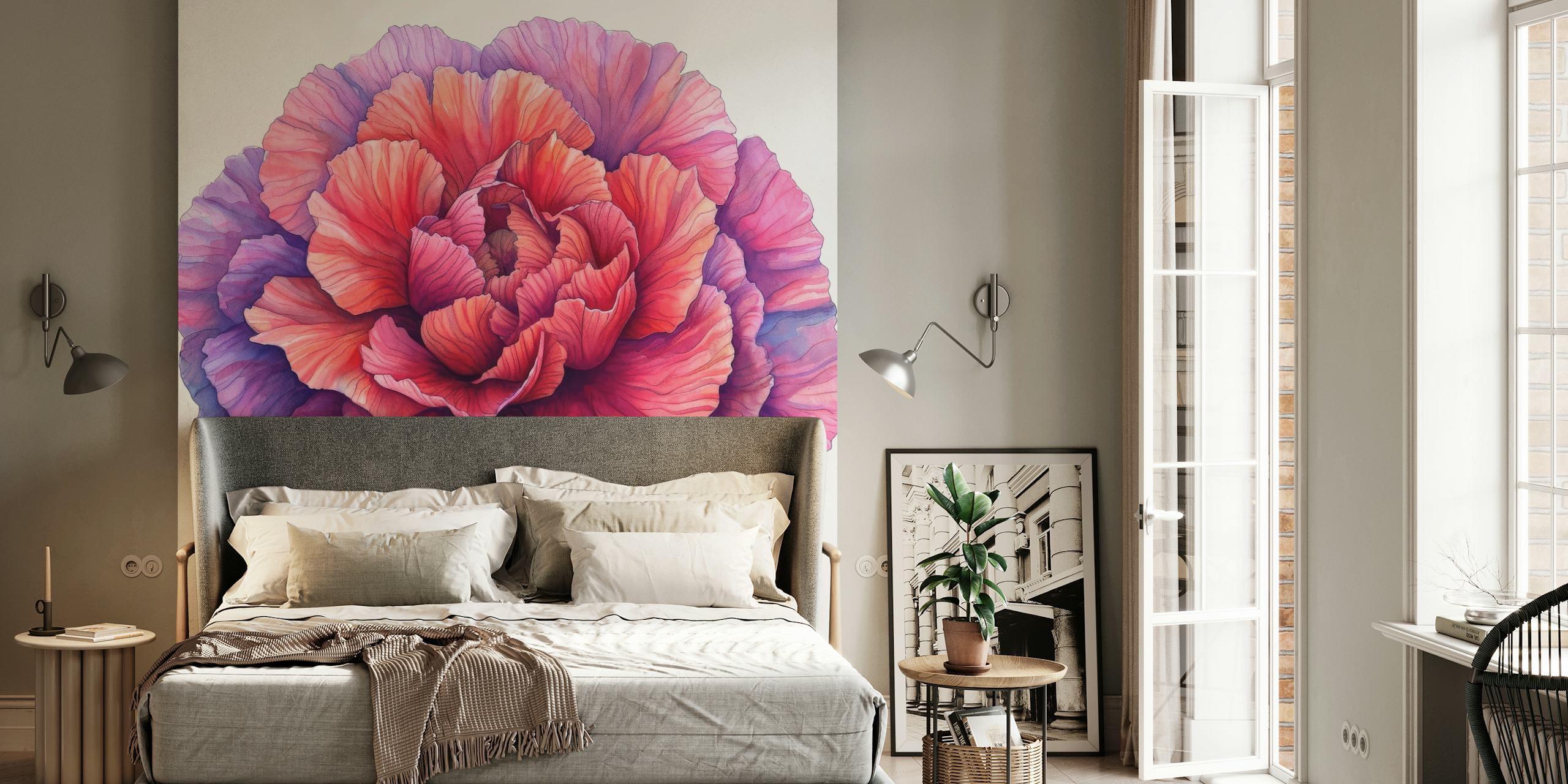 Carnation Bloom wallpaper in een stijlvolle kamer