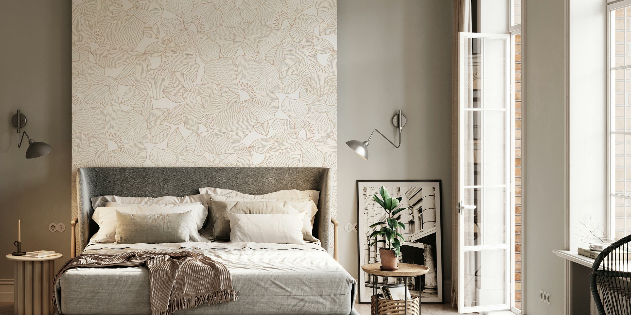 Vintage Floral Dreams wallpaper design in a room