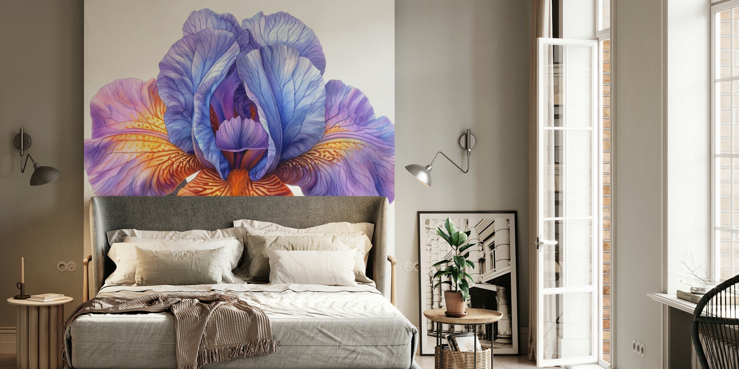 Purple blue iris flower wallpaper